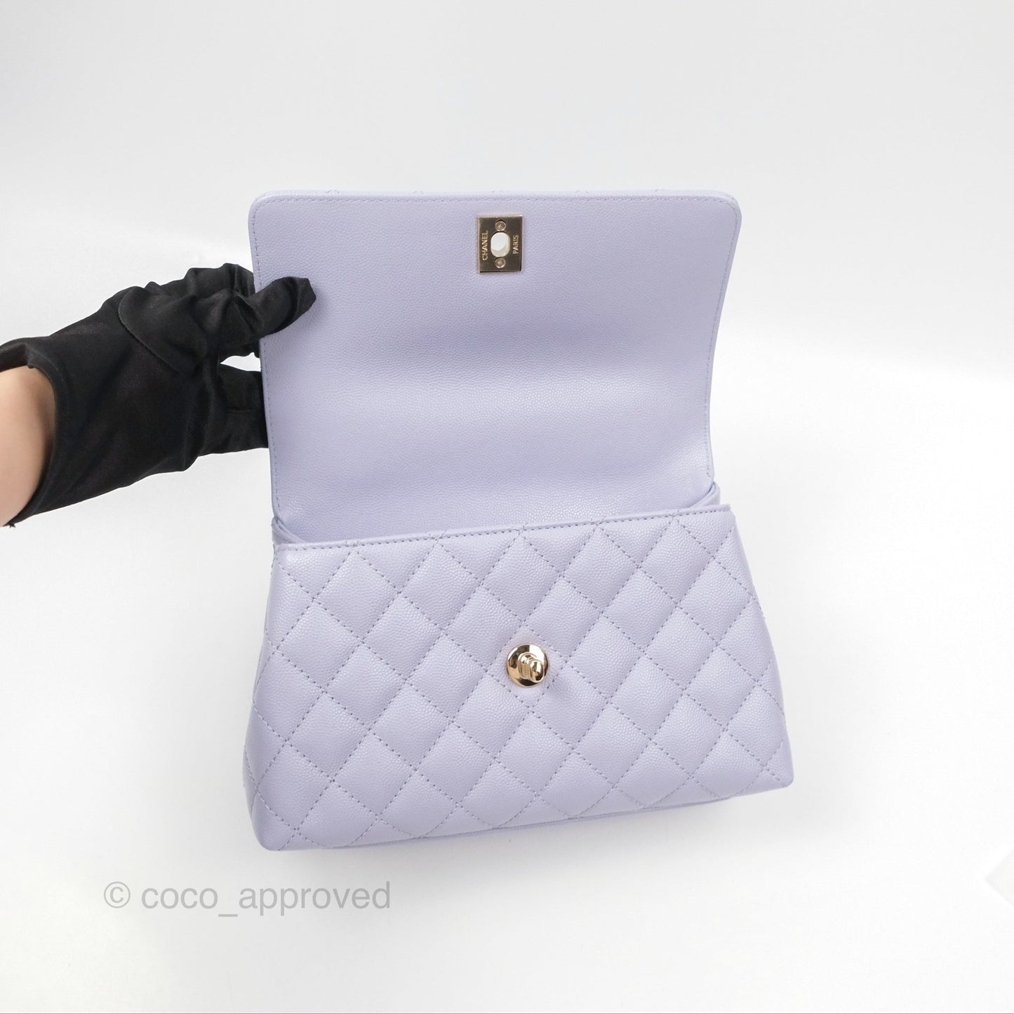 Chanel Small Coco Handle Lilac Caviar Gold Hardware