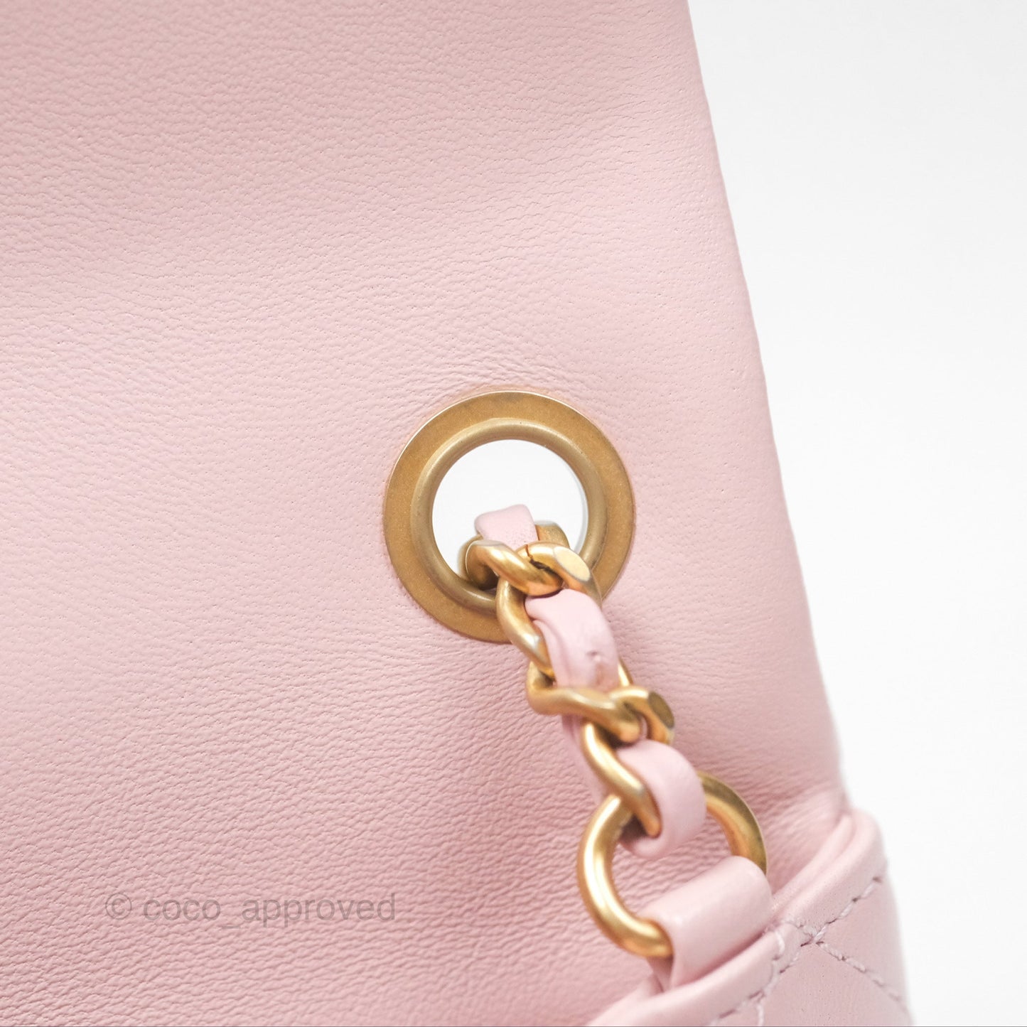 Chanel Pearl Crush Mini Square Quilted Light Pink Lambskin Aged Gold Hardware