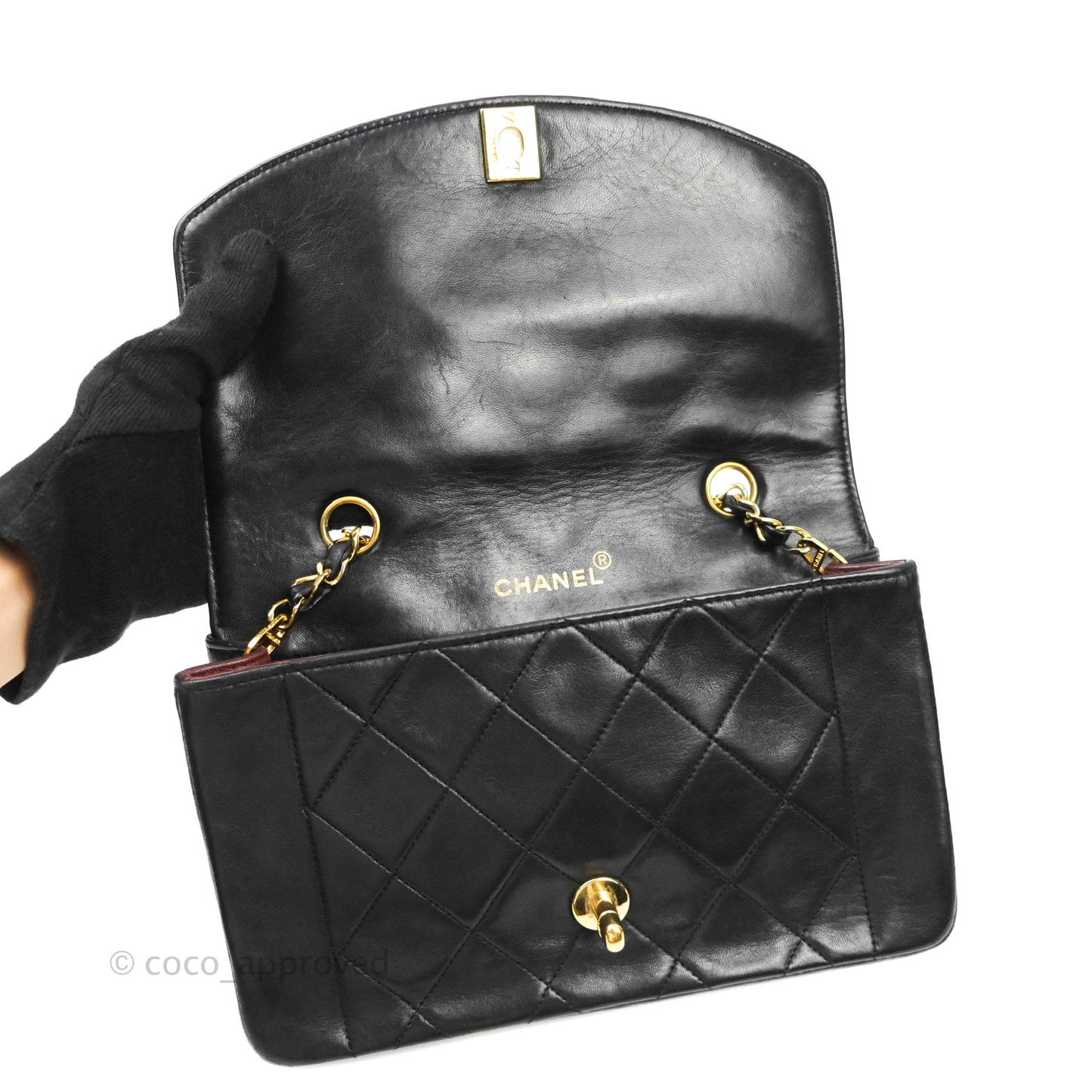 Chanel Black Quilted Lambskin Small Vintage Classic Diana Flap Bag