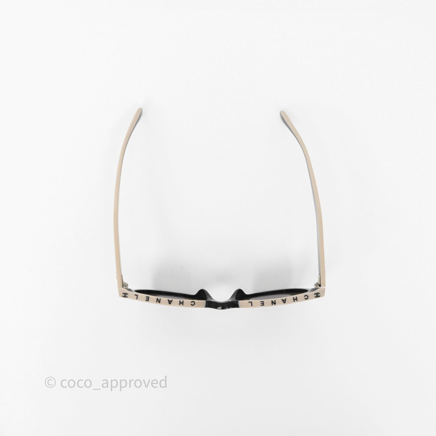 Chanel Logo Butterfly Sunglasses Black Beige Acetate
