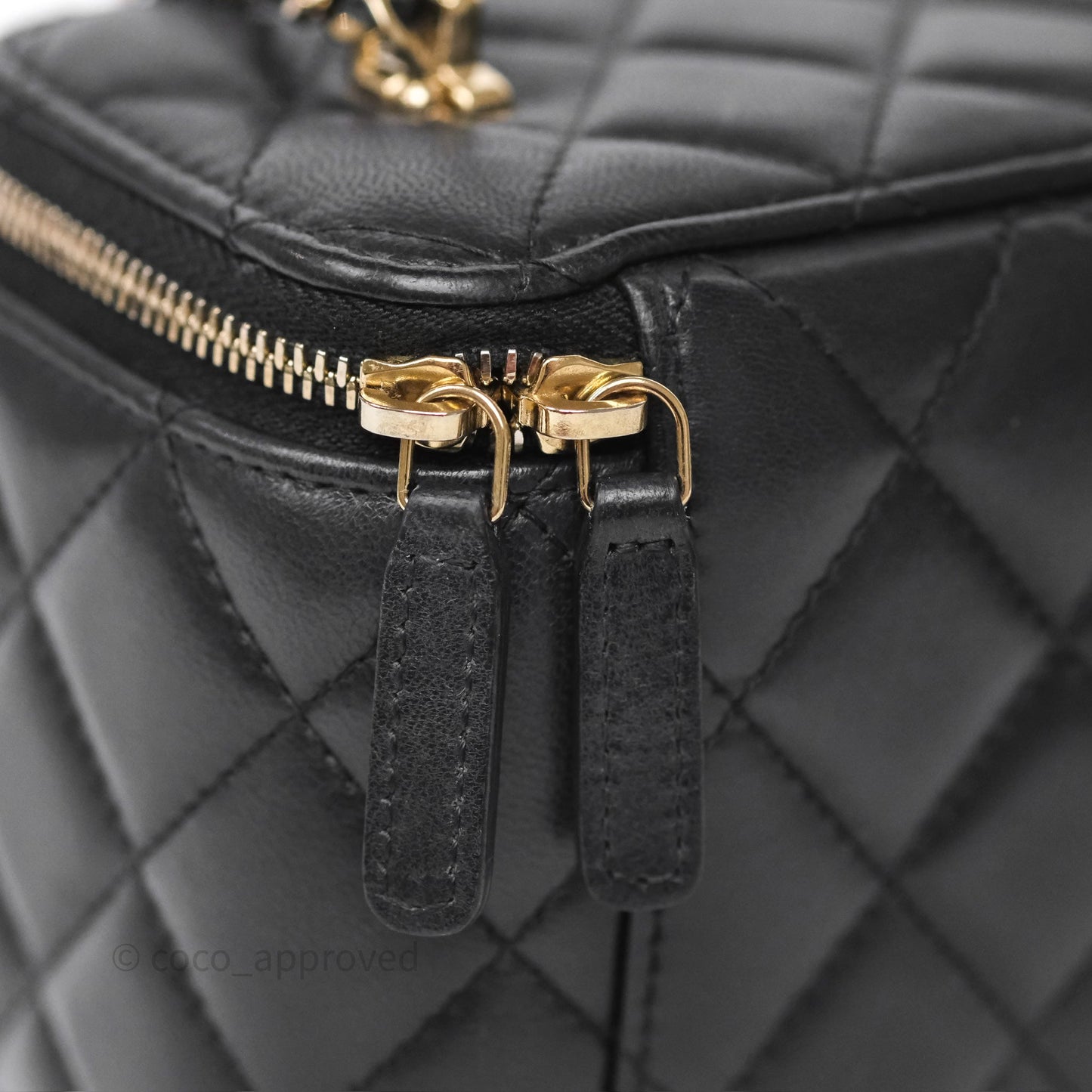 Chanel Crystals Top Handle Vanity Rectangular Black Lambskin Gold Hardware