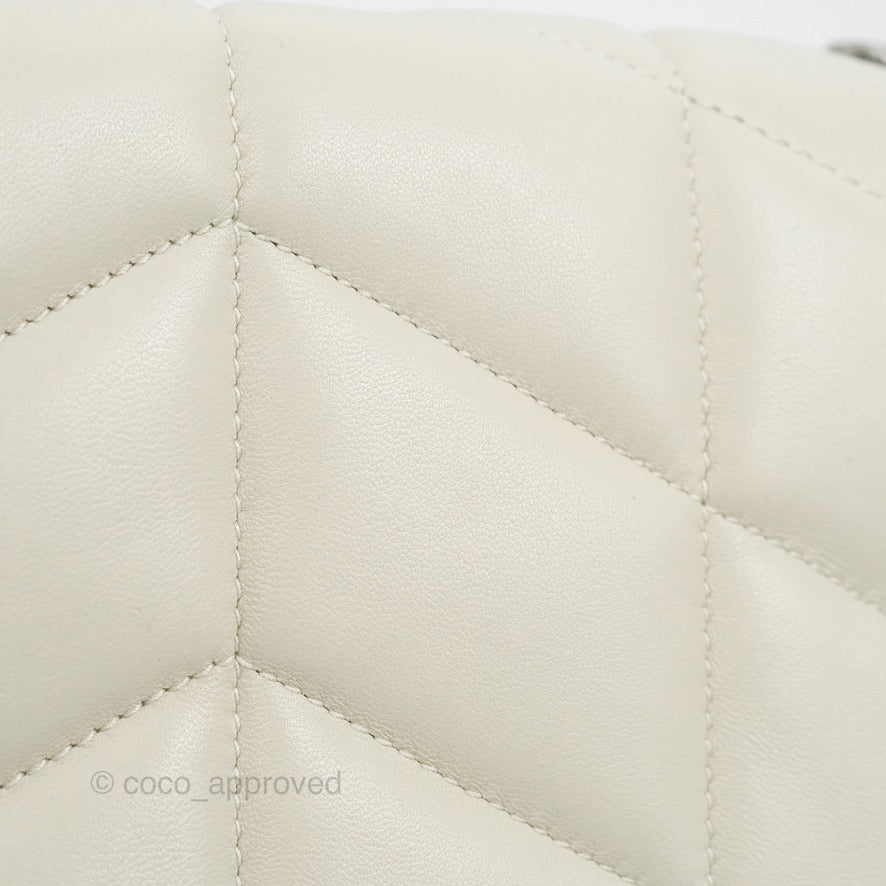 Saint Laurent Puffer Toy Bag Blanc Vintage Lambskin Silver Hardware