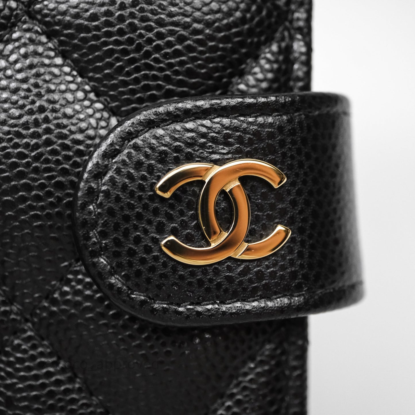 Chanel Classic Quilted Passport Holder Black Caviar Gold Hardware