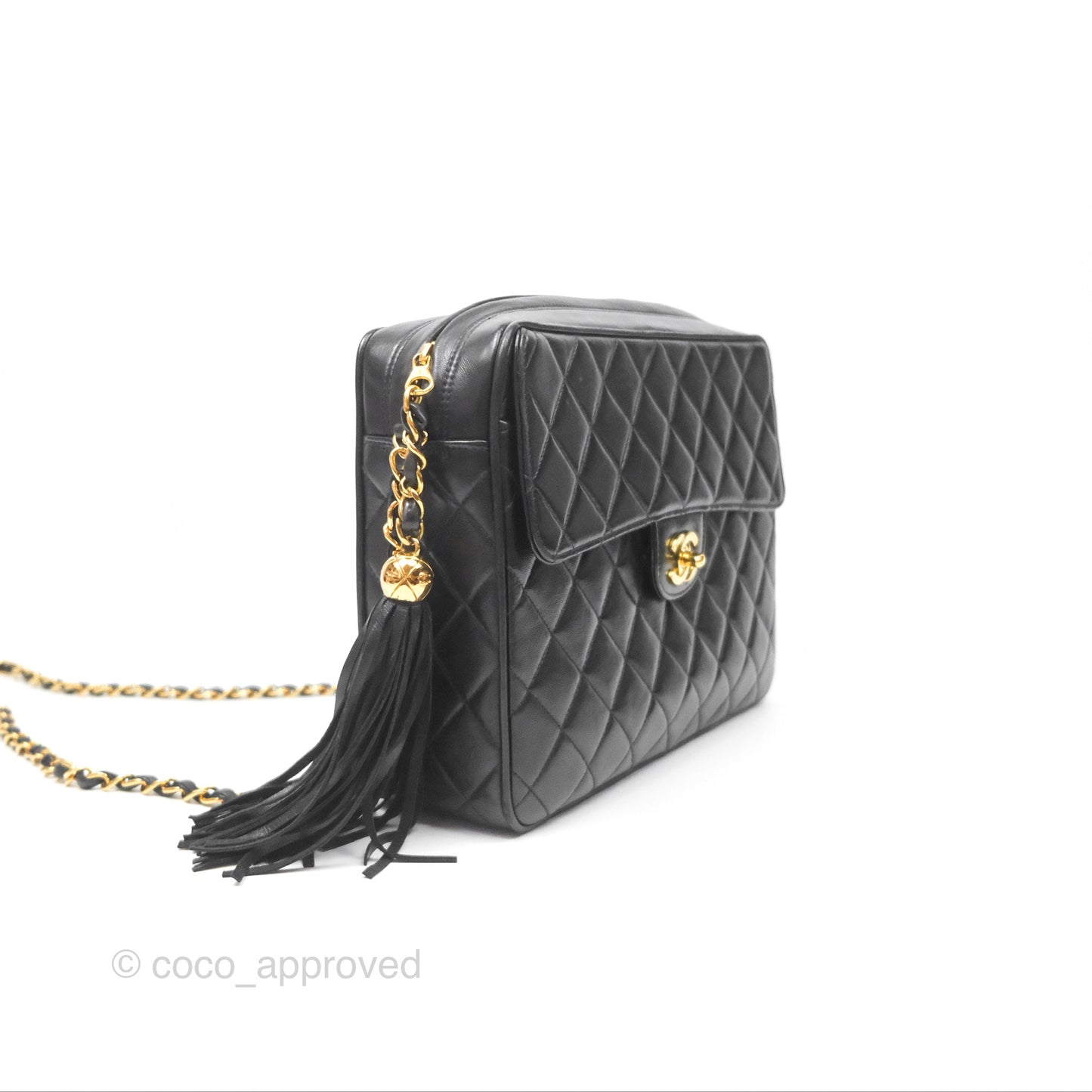 Chanel Vintage Camera Bag Black Lambskin 24K Gold Hardware