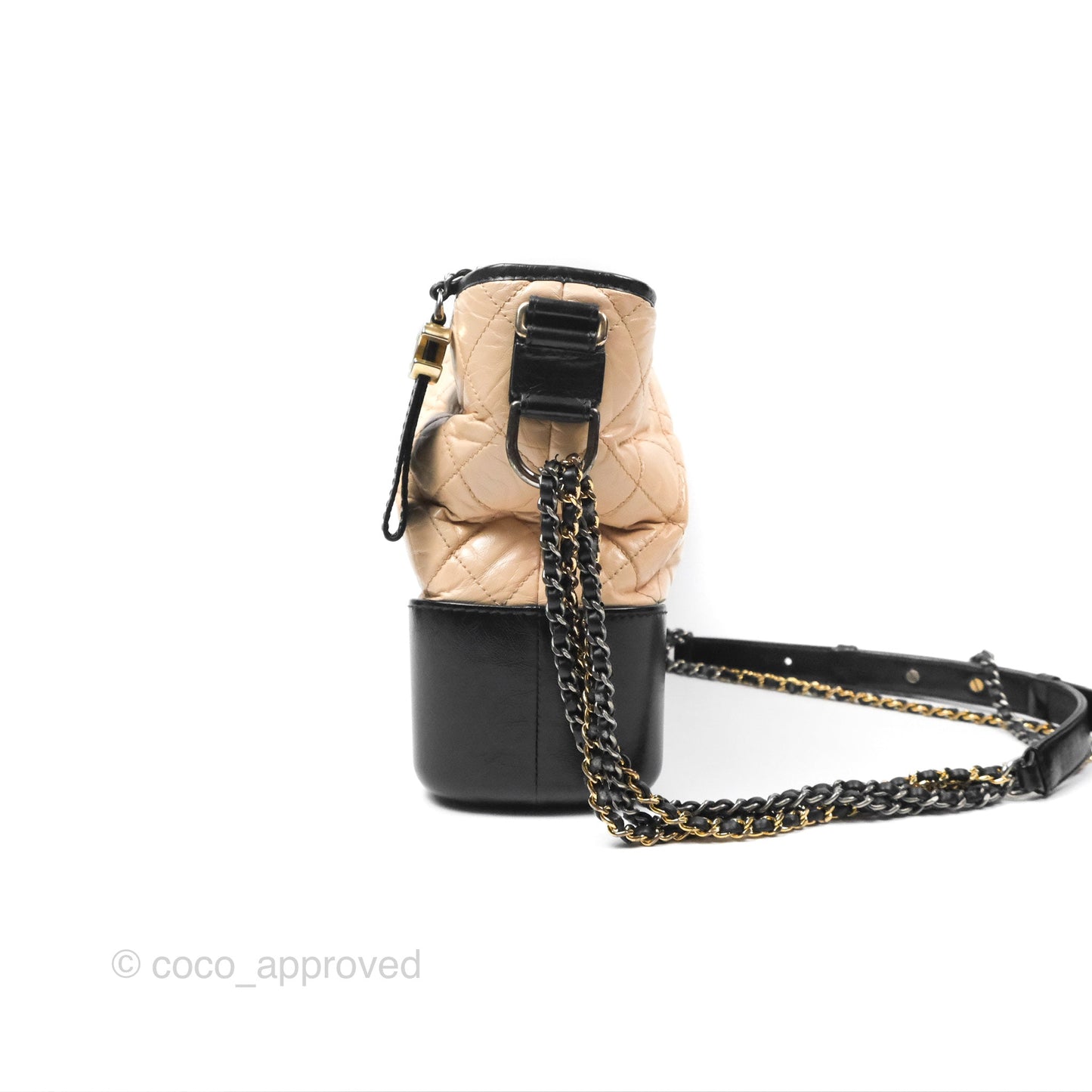 Chanel Large Gabrielle Hobo Black Beige Aged Calfskin Mixed Hardware