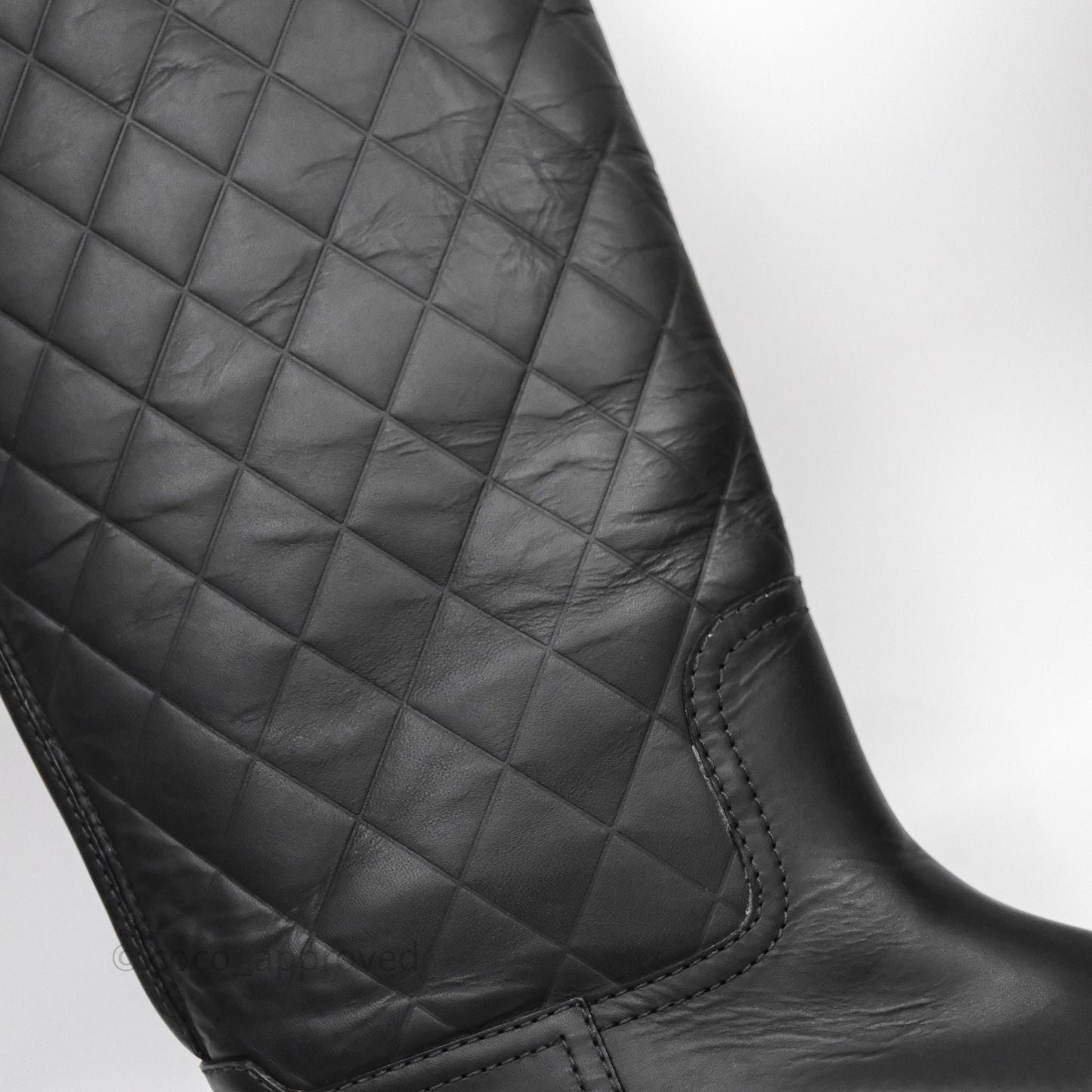 Chanel CC Quilted Knee High Boots Black Calfskin