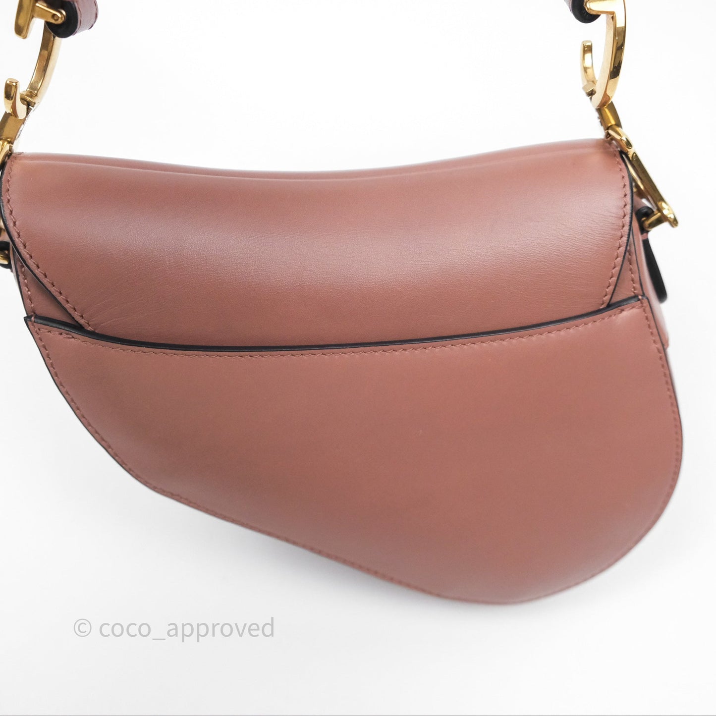 Christian Dior Mini Saddle Bag Rose Taupe Grained Calfskin Gold Hardware