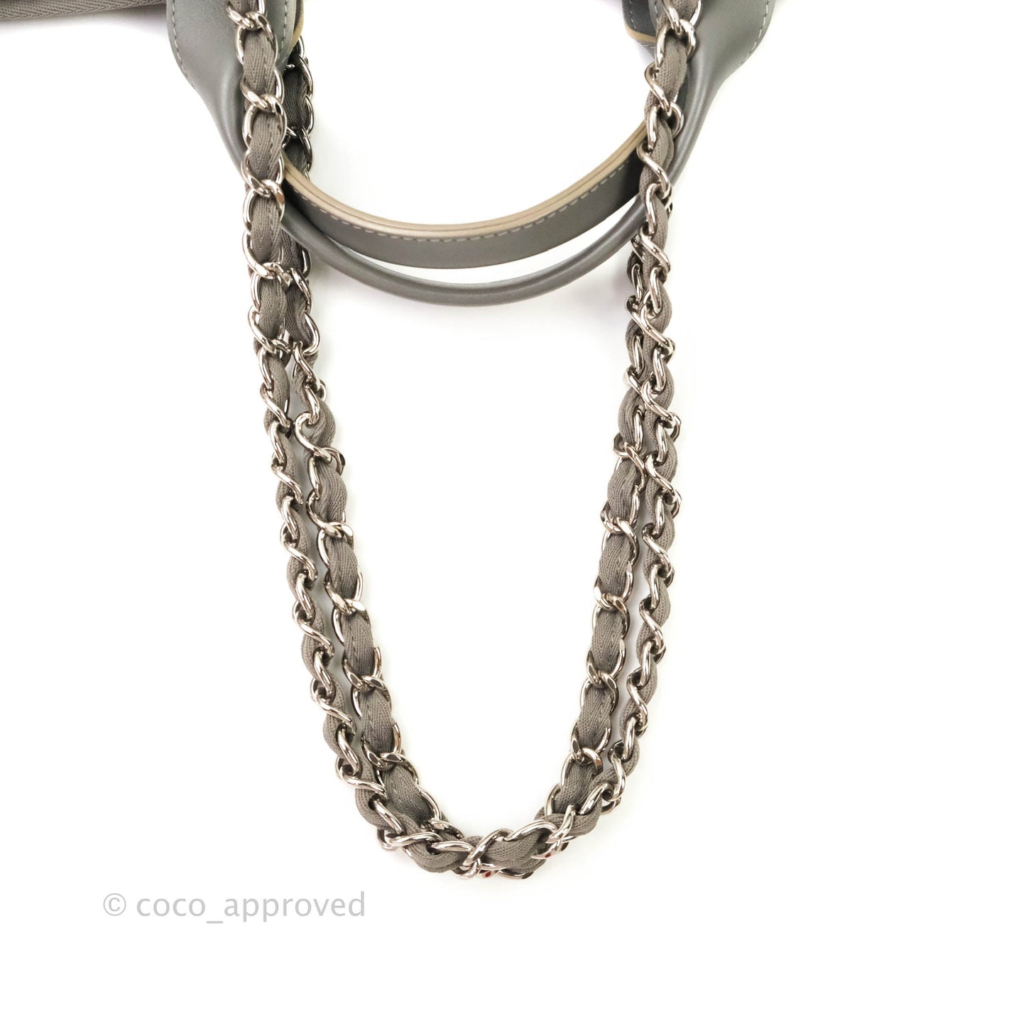 Chanel Large Deauville Grey Canvas Silver Hardware