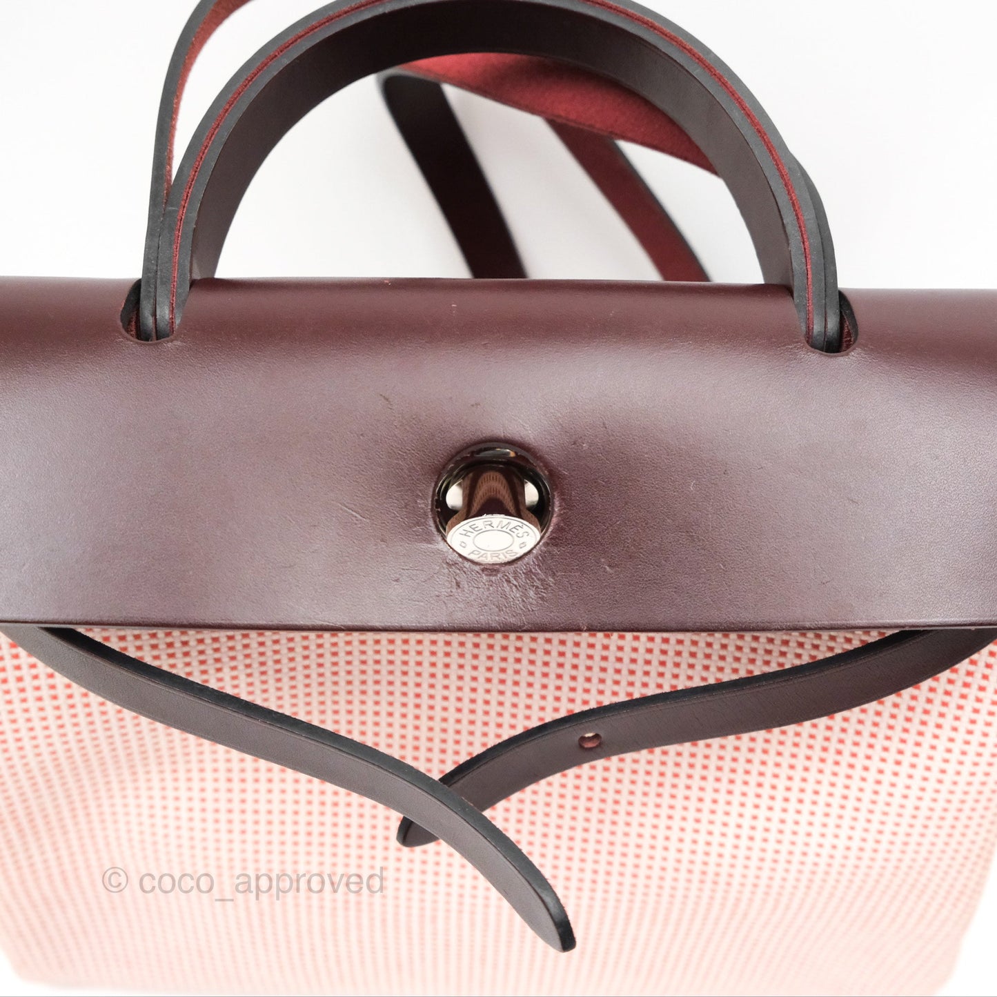 Hermès Herbag Retourne Zip 31 Ecru/Brique/Mauve Pale/Rouge Sellier Canvas Palladium Hardware