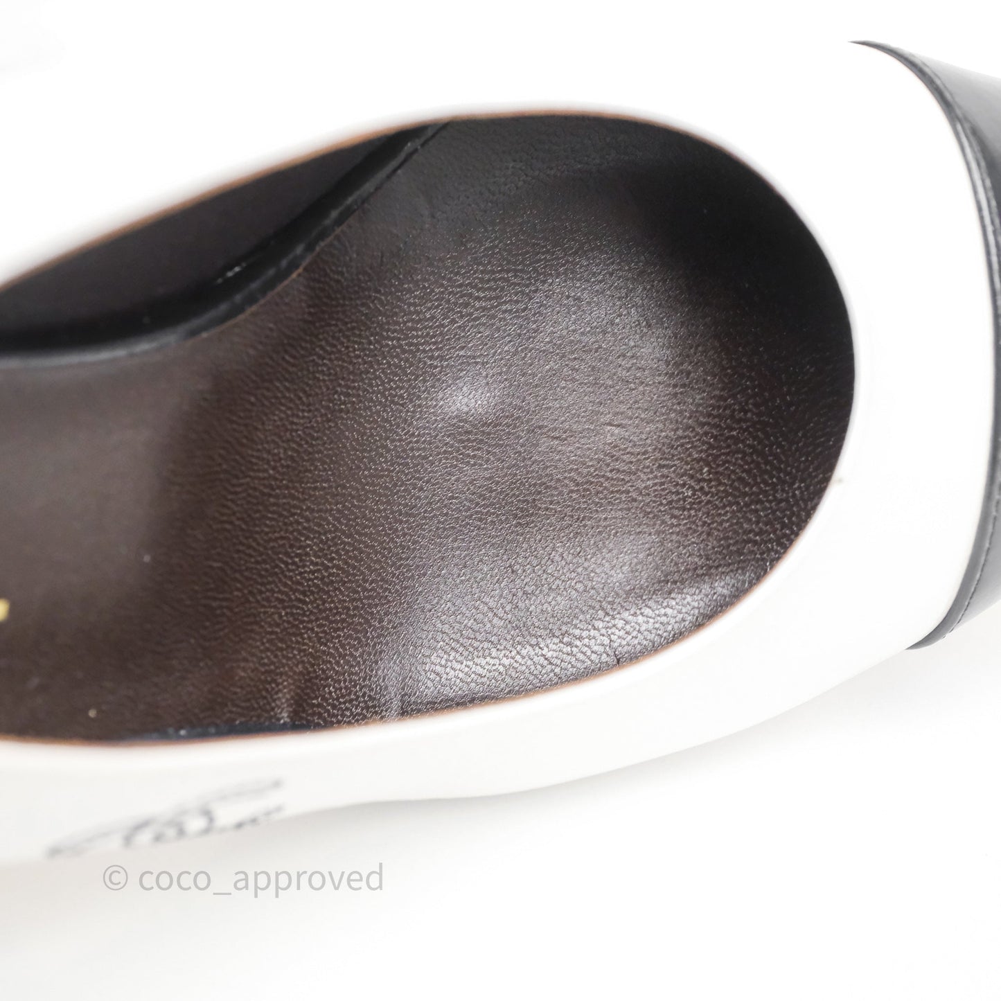 Chanel CC Logo Slingbacks Calfskin White/ Black 24P Size 36.5