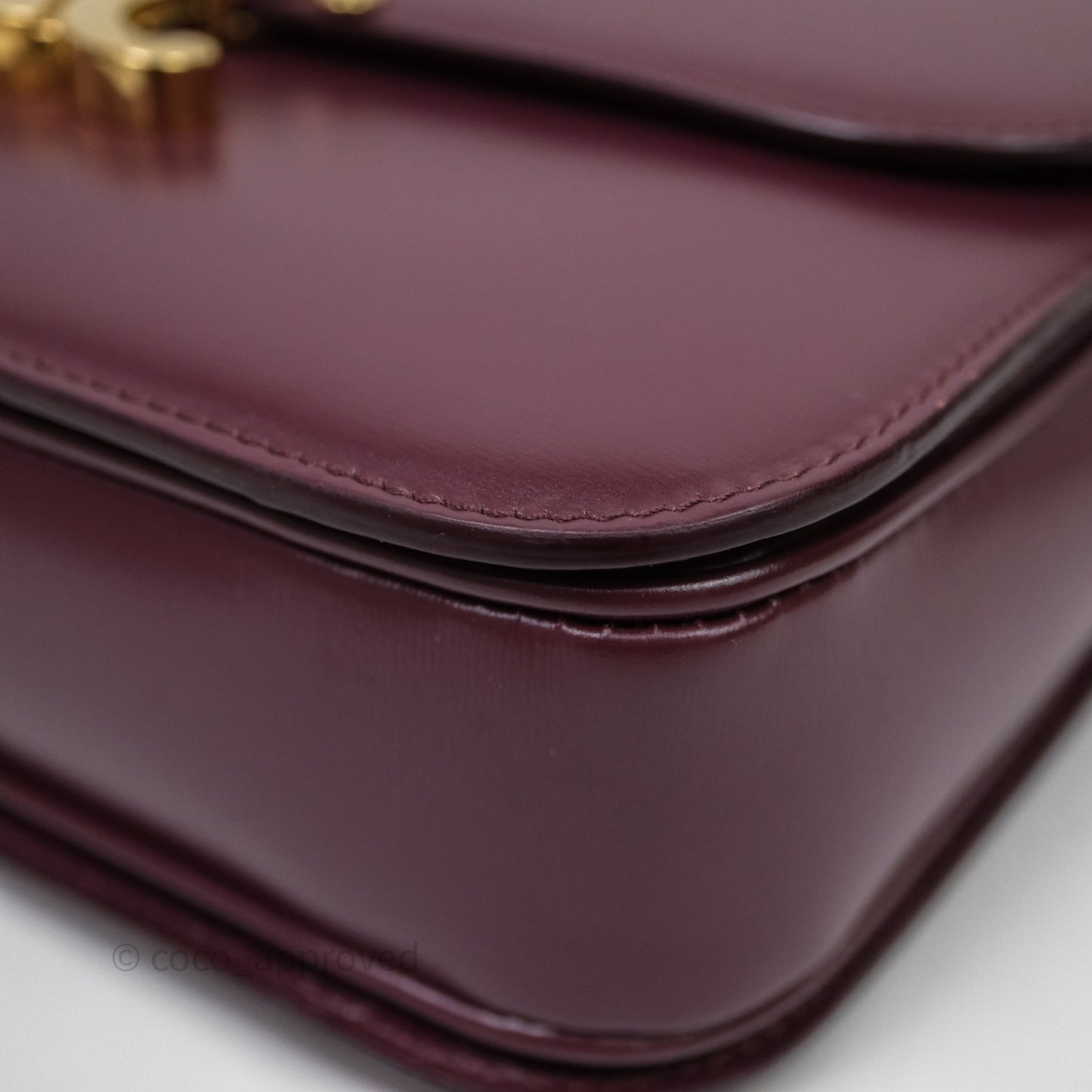 Celine Medium Triomphe Acai Burgundy Shiny Calfskin Gold Hardware