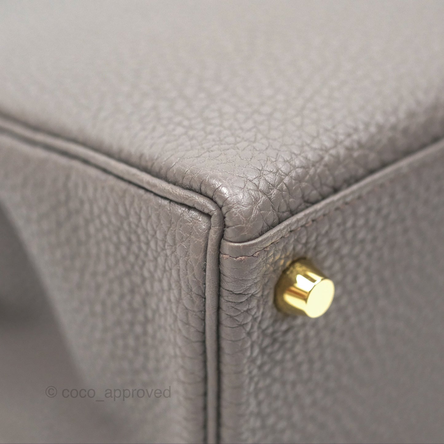 Hermès Retourne Kelly 25 Gris Etain 8F Togo Gold Hardware