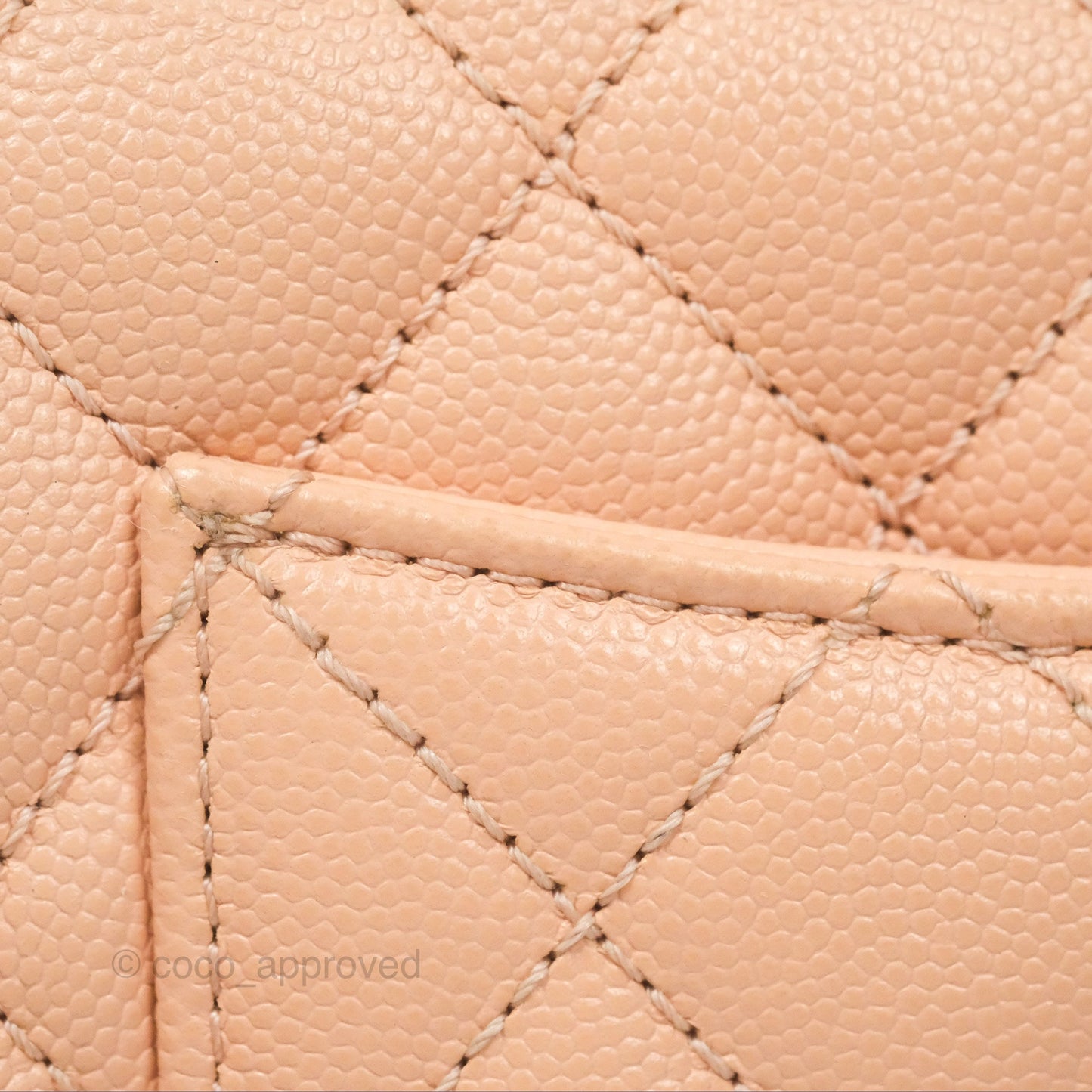 Chanel Quilted Mini Coco Handle Caviar Pink Beige Gold Hardware