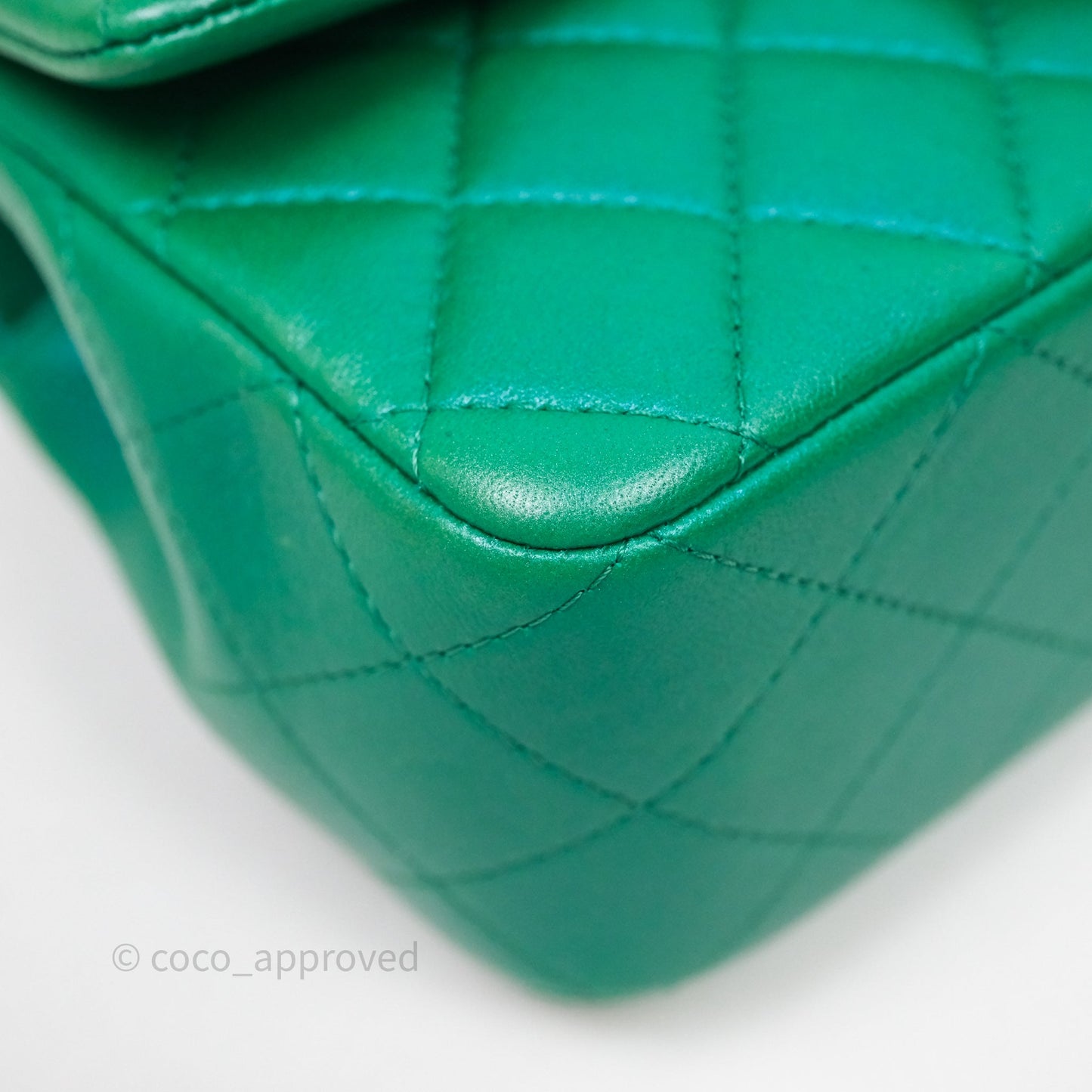 Chanel Top Handle Mini Rectangular Flap Bag Iridescent Green Lambskin Aged Gold Hardware