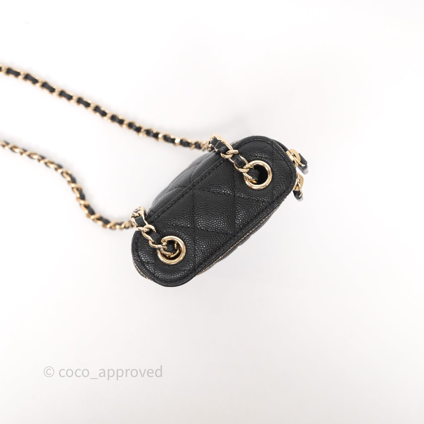Chanel Classic Mini Vanity With Chain Black Caviar Gold Hardware