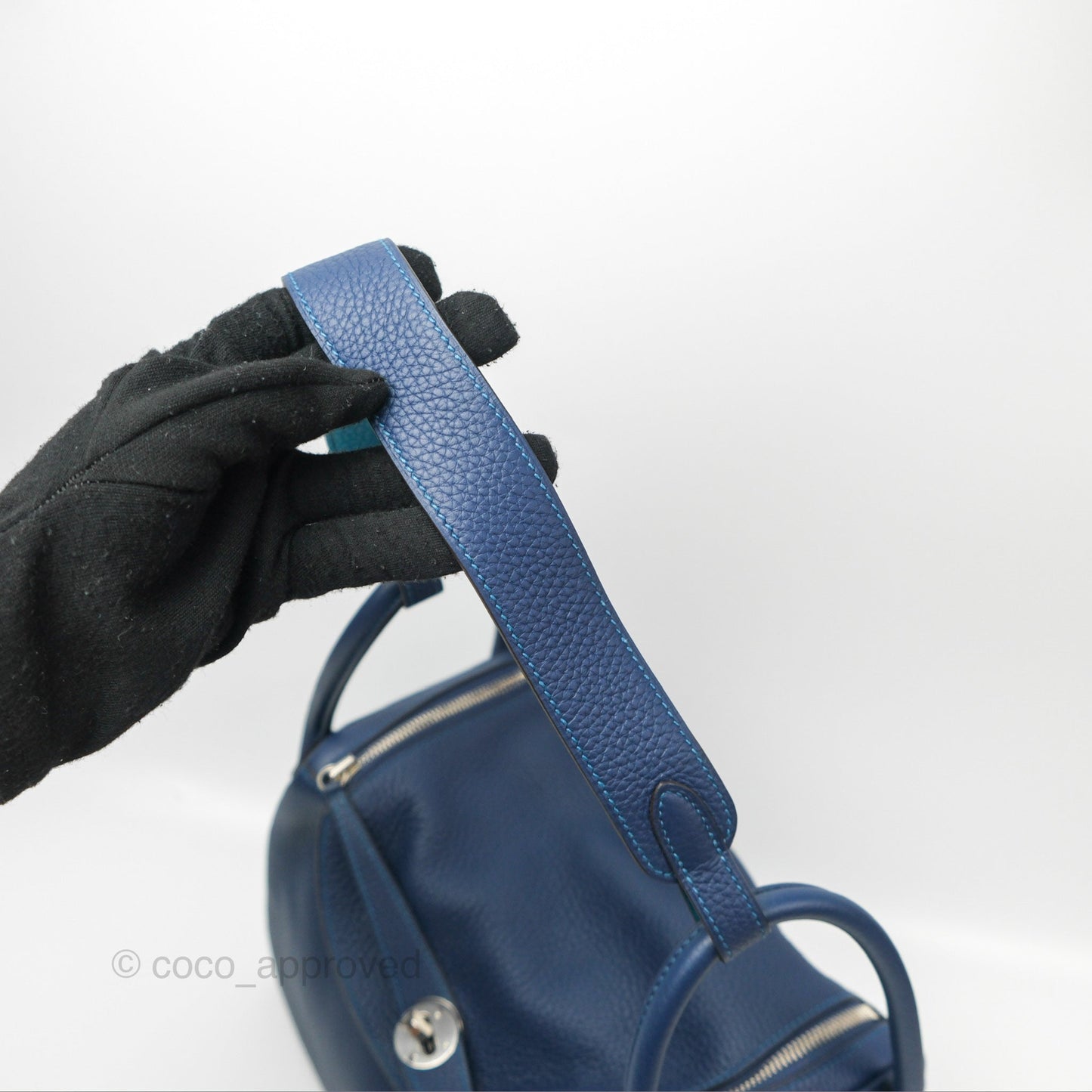 Hermès Lindy 30 Blue Saphir/ Blue Izmir Clemence Palladium Hardware