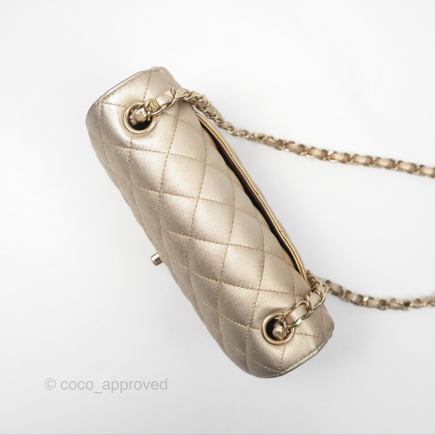 Chanel Quilted Mini Rectangular Iridescent Gold Lambskin Gold Hardware