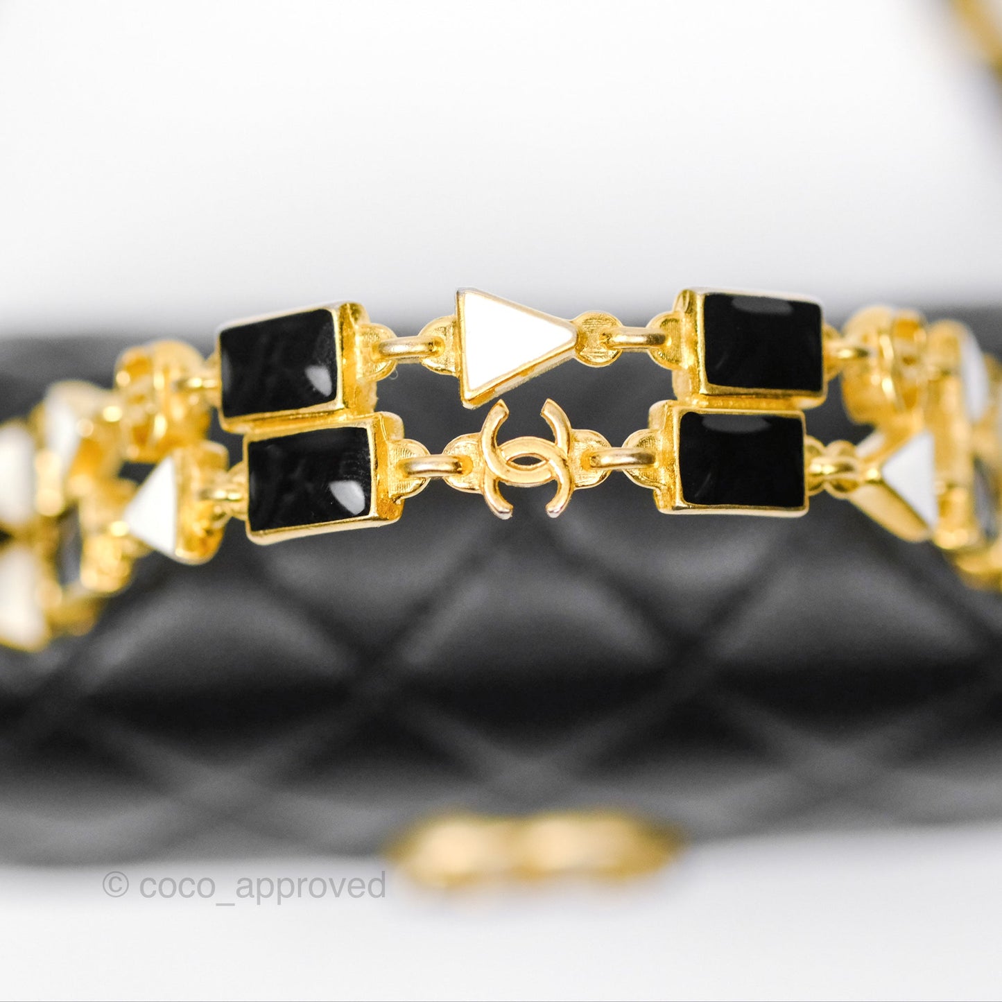 Chanel Mini Enamel Handle Clutch on Chain Black Lambskin Gold Hardware 22B