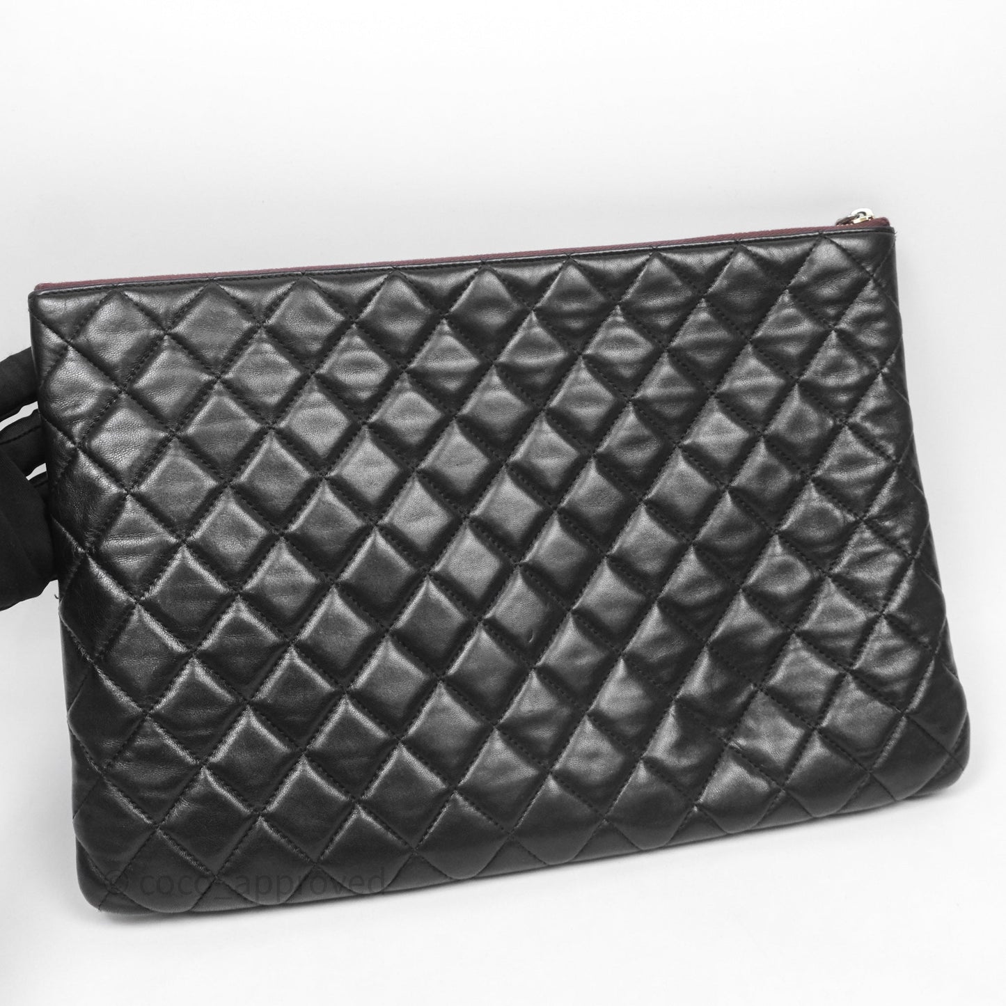 Chanel Classic Zipped Pouch Lambskin Black Gold Hardware