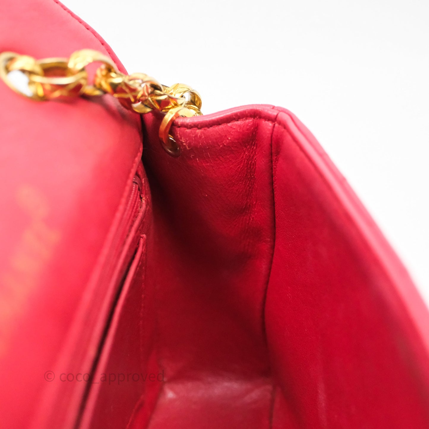 Chanel Vintage Mini Bijoux Chain Flap Bag Red Gold Hardware