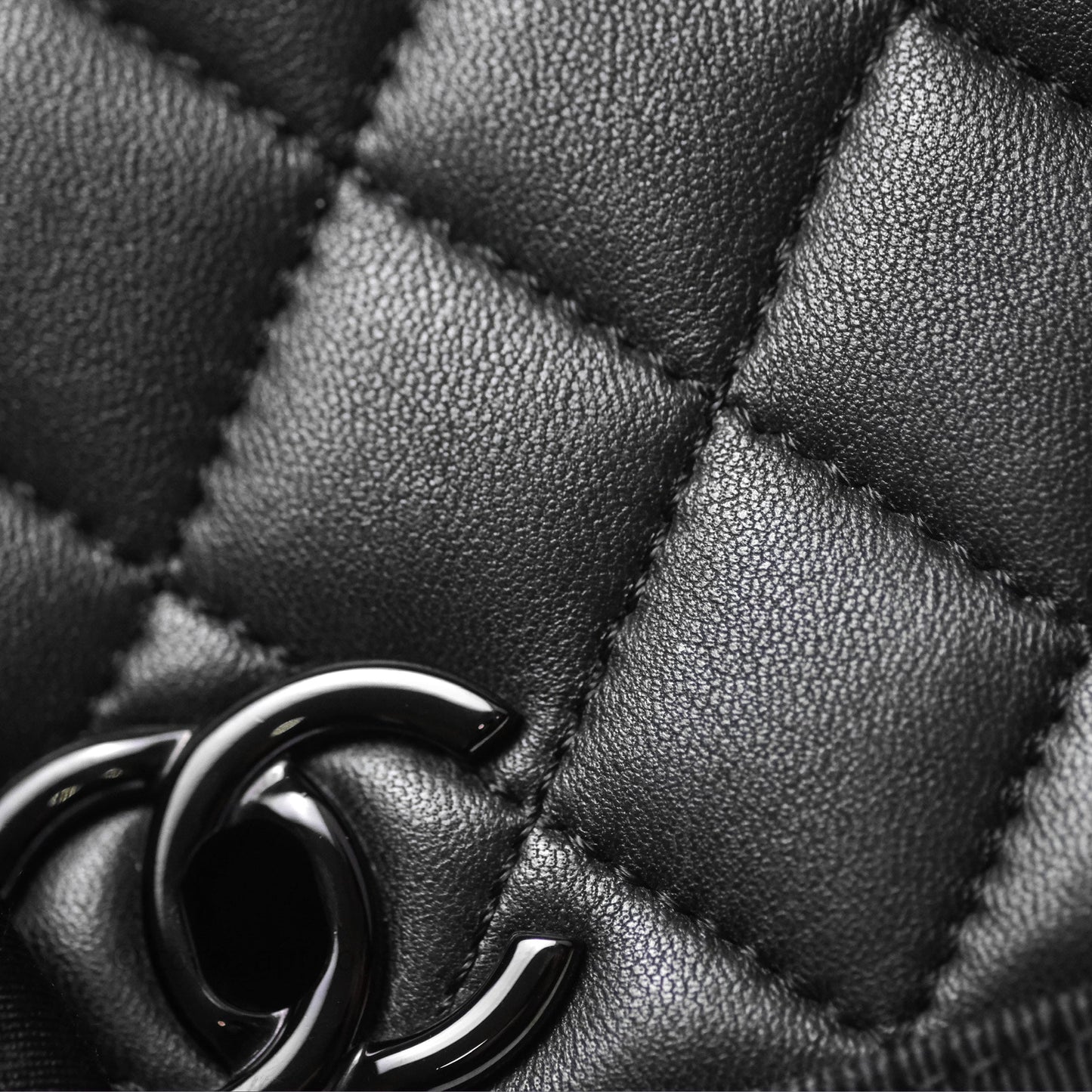 Chanel Quilted Accordion Flap Bag So Black Two Tone Lambskin Fabric