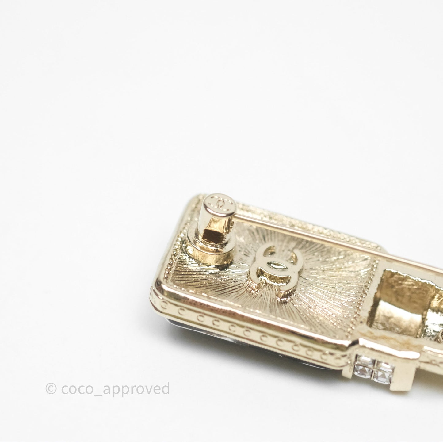 Chanel Crystal Lipstick Brooch Gold Tone 22C