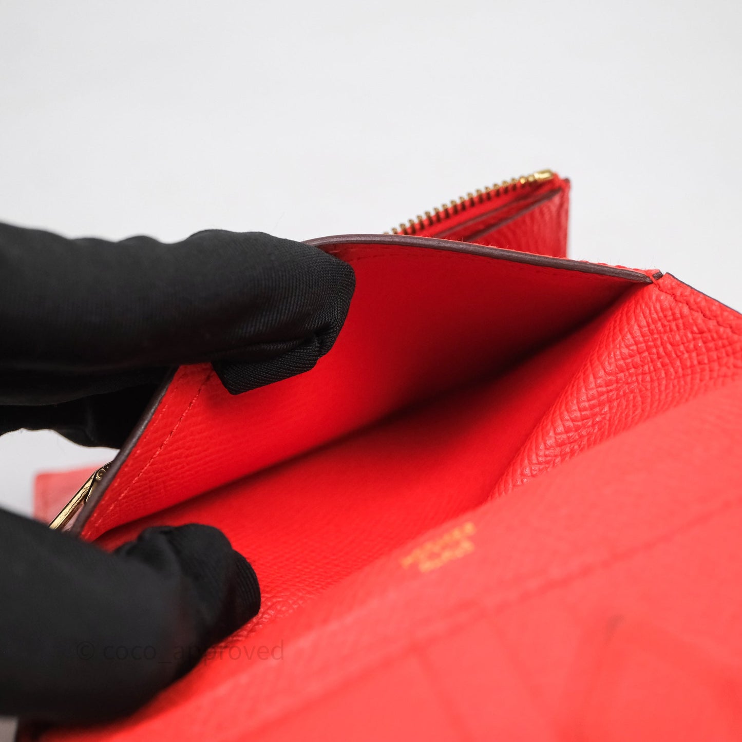 Hermes Bearn Wallet Rouge Tomate S5 Epsom Gold Hardware