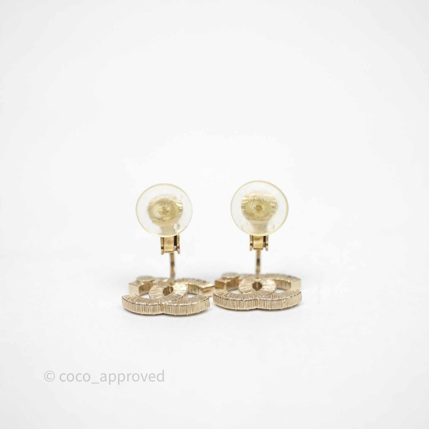 Chanel CC Crystals Ear Clips Gold Tone 24K