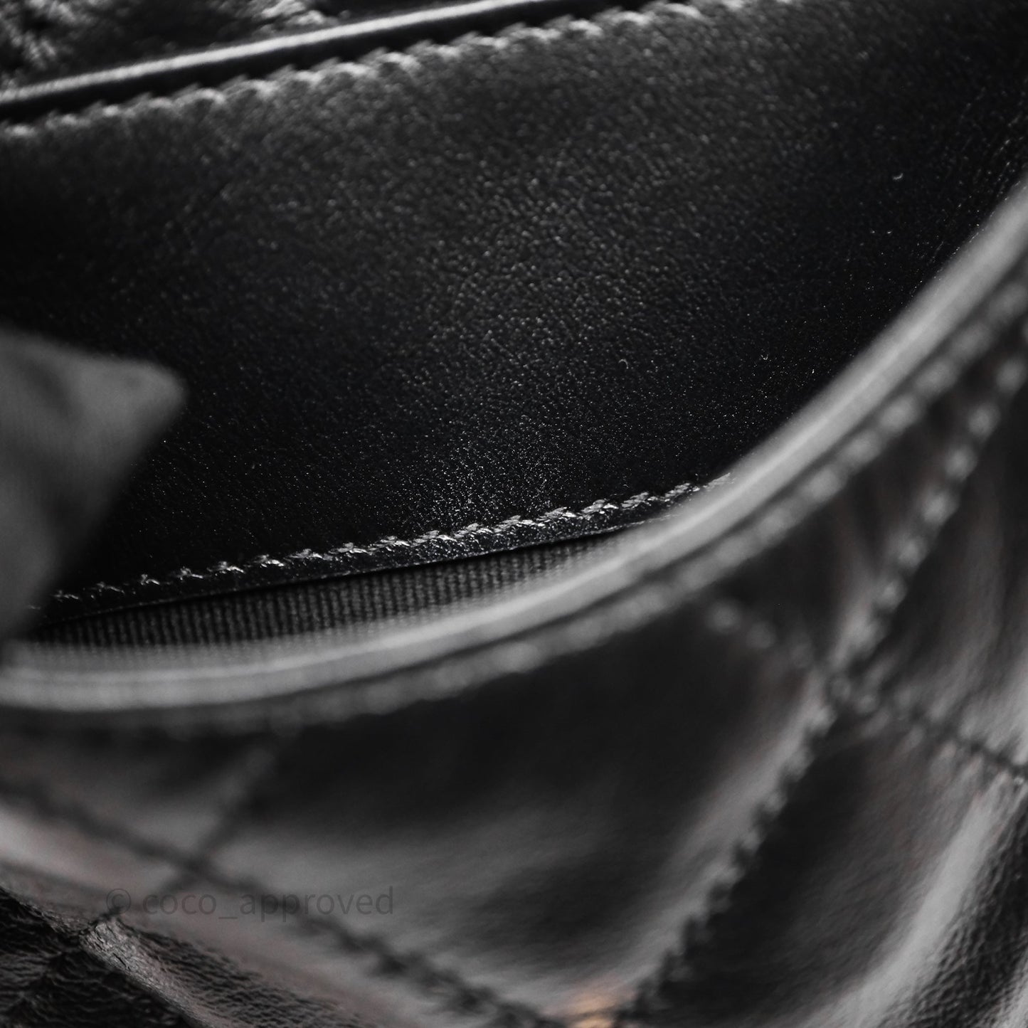 Chanel 25 Medium Black Crumpled Calfskin Aged Gold Hardware