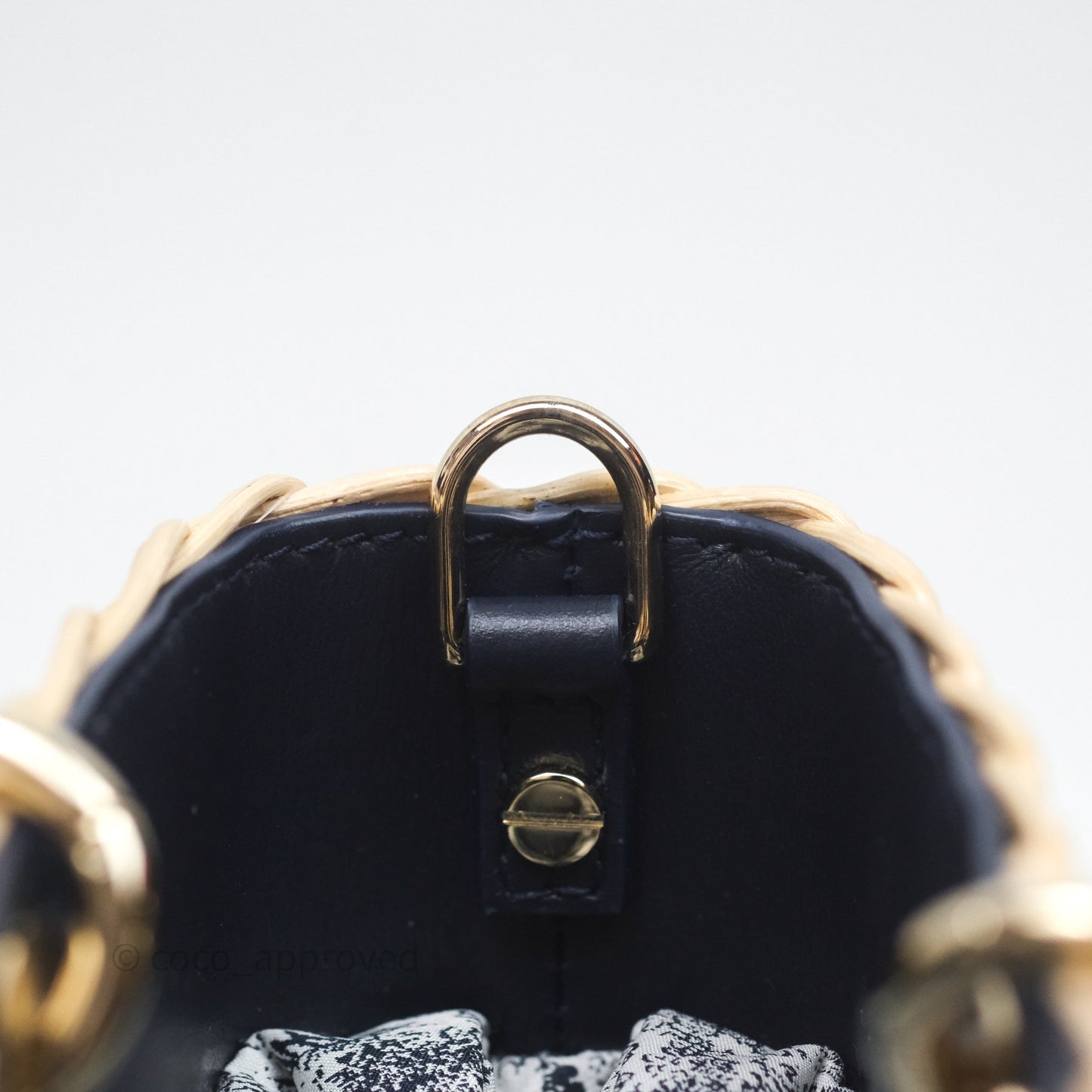 Christian Dior Dioriviera Medium Lady D-Joy Bag Natural Rattan and Blue Dior Oblique Jacquard