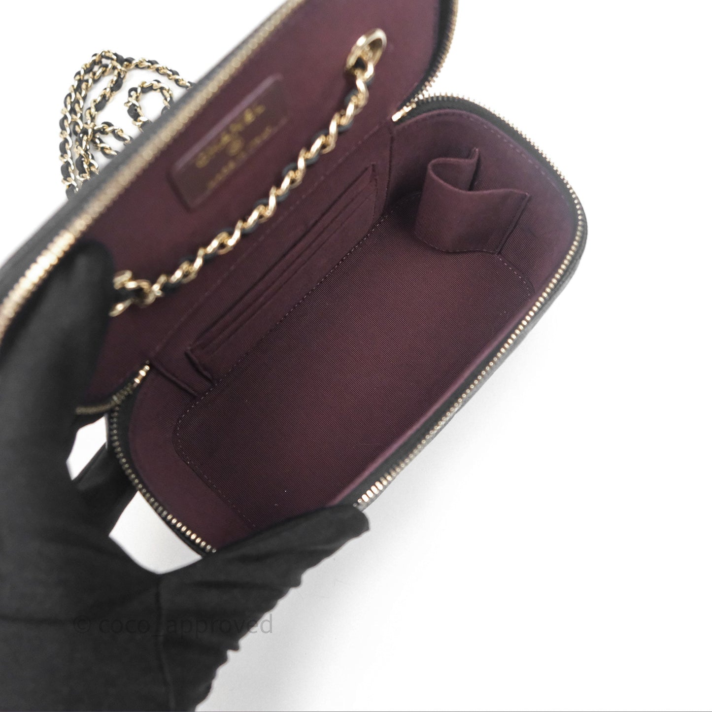 Chanel Vanity Rectangular With Chain Black Caviar Gold Hardware