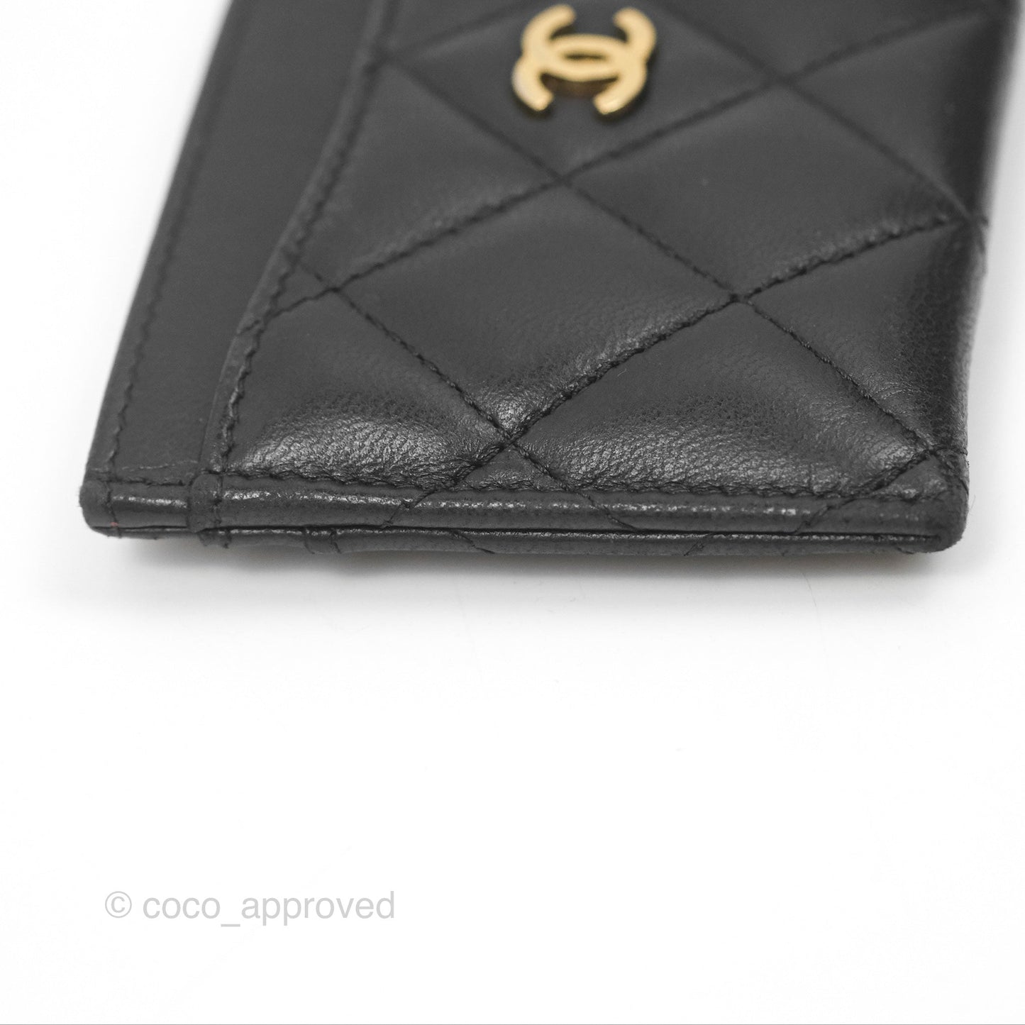 Chanel Classic Flat Card Holder Black Lambskin Gold Hardware