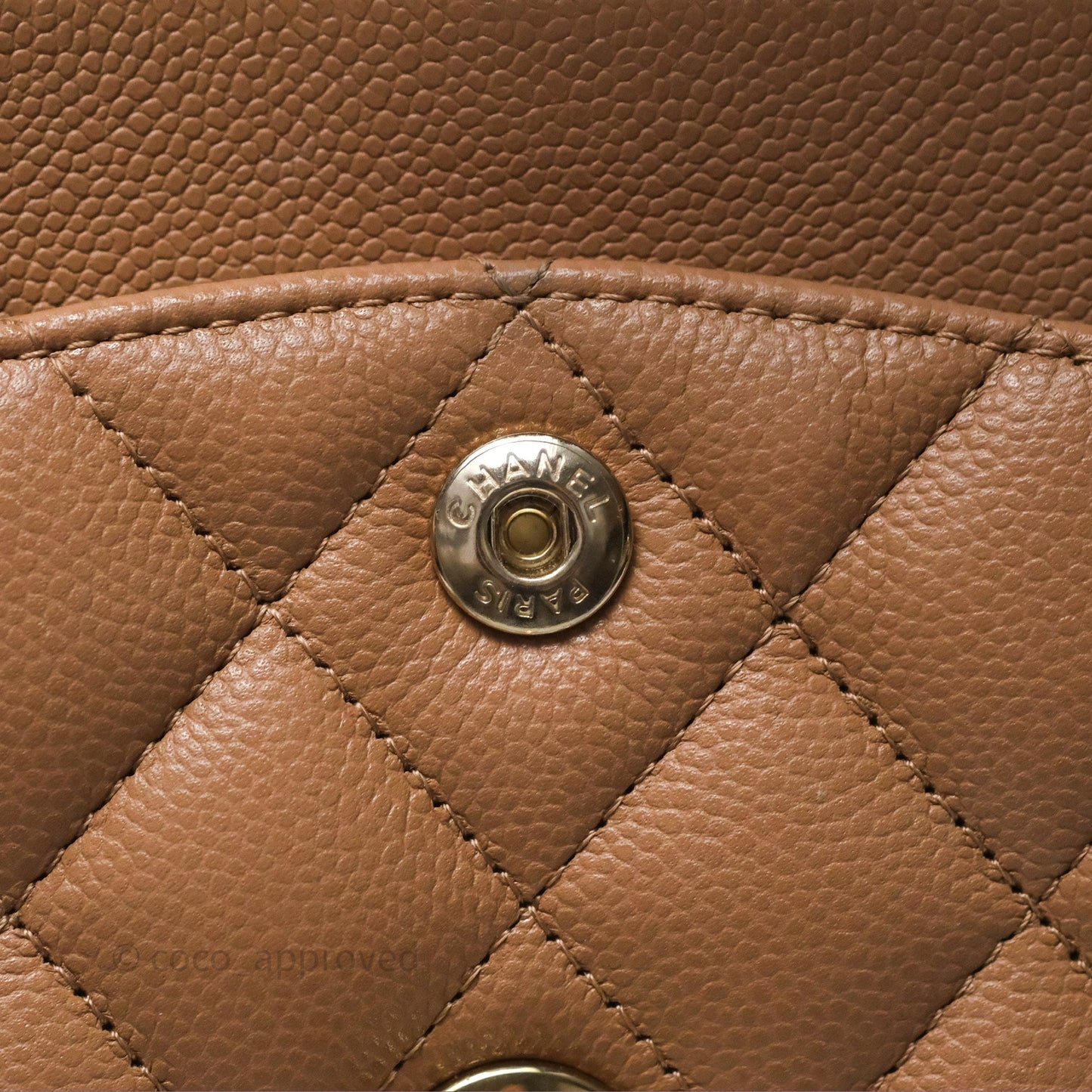Chanel Small Classic Quilted Flap Dark Beige Caviar Gold Hardware