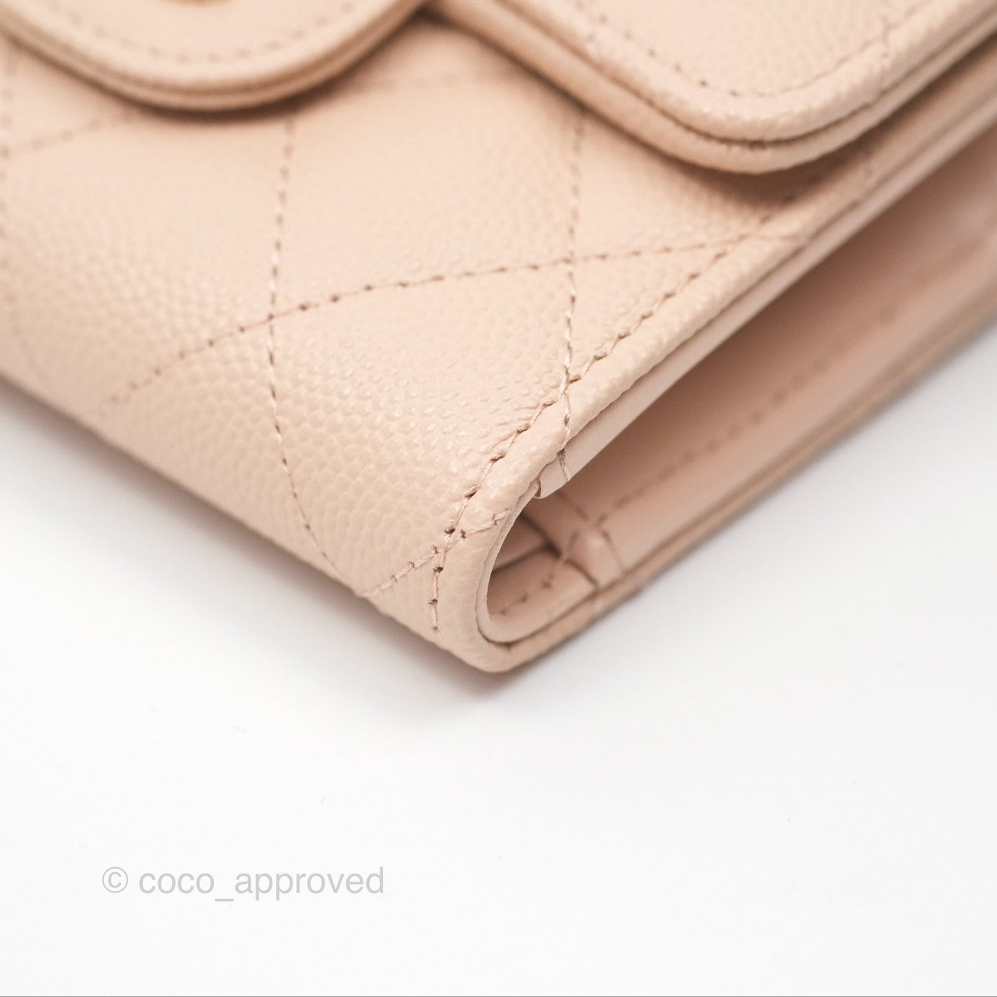 Chanel Classic Short Flap Wallet Beige Pink Caviar Gold Hardware