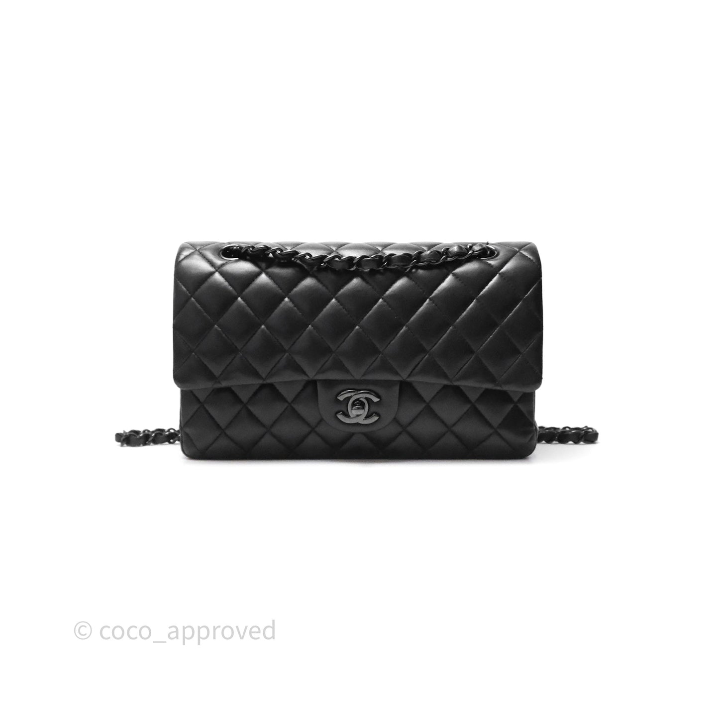 Chanel Classic Quilted M/L Medium Double Flap So Black Lambskin