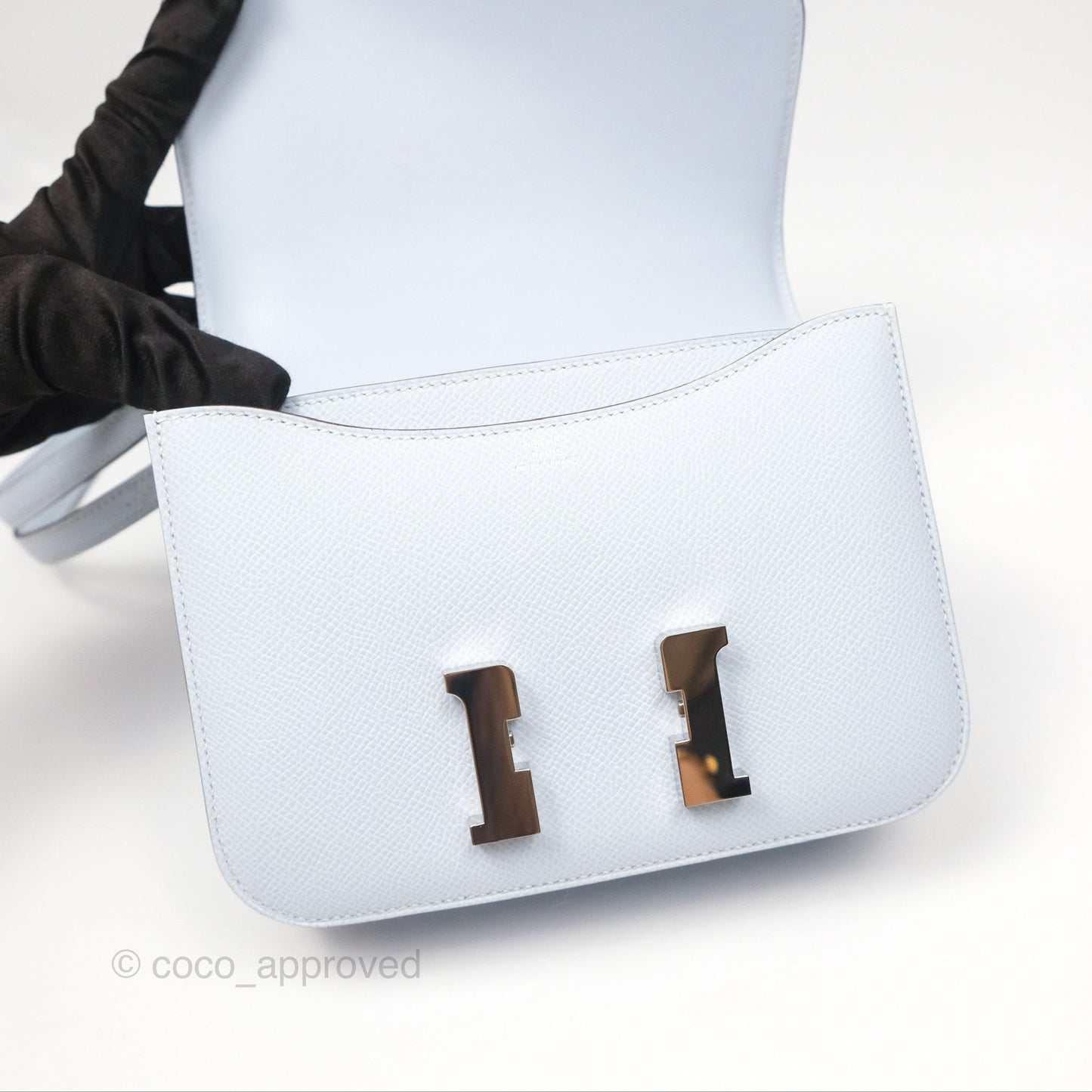 Hermès Constance Mini 18cm Blue Brume Epsom Palladium Hardware