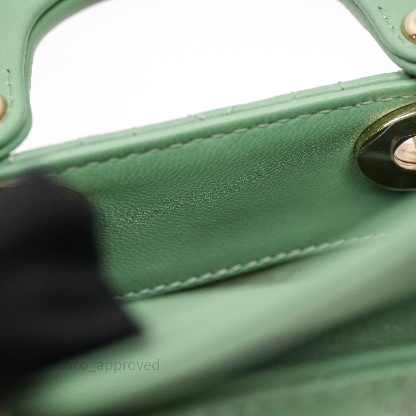 Christian Dior Micro Lady Dior Green Lambskin Cannage Gold Hardware