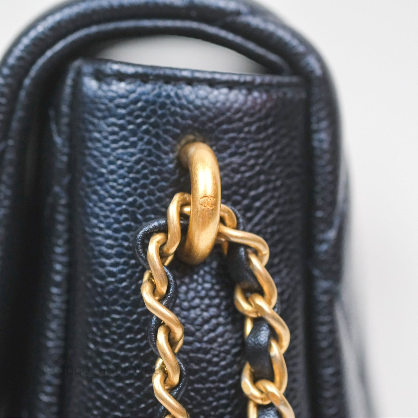 Chanel Quilted My Perfect Mini Iridescent Navy Caviar Aged Gold Hardware 21K