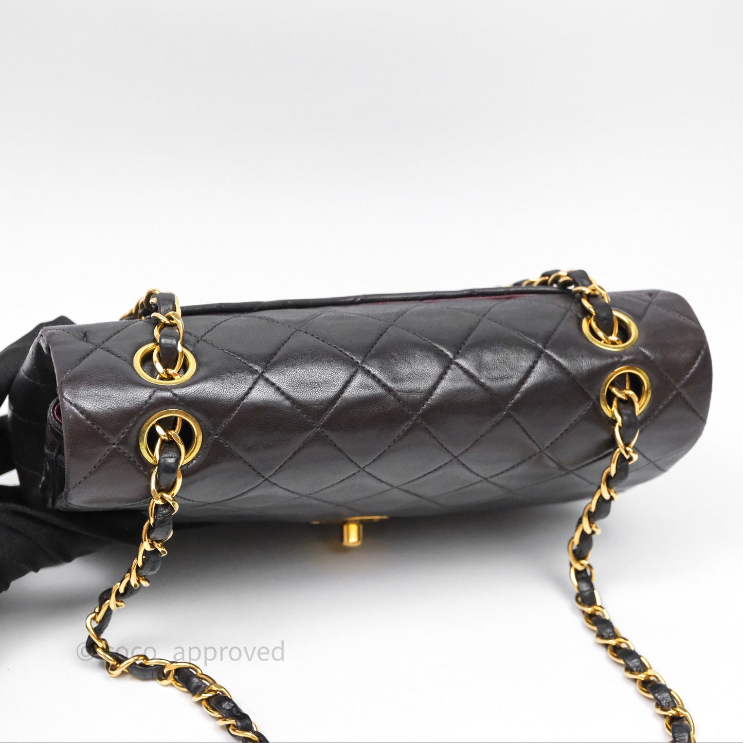 Chanel Vintage Lambskin Small Double Flap Bag Black Gold Hardware