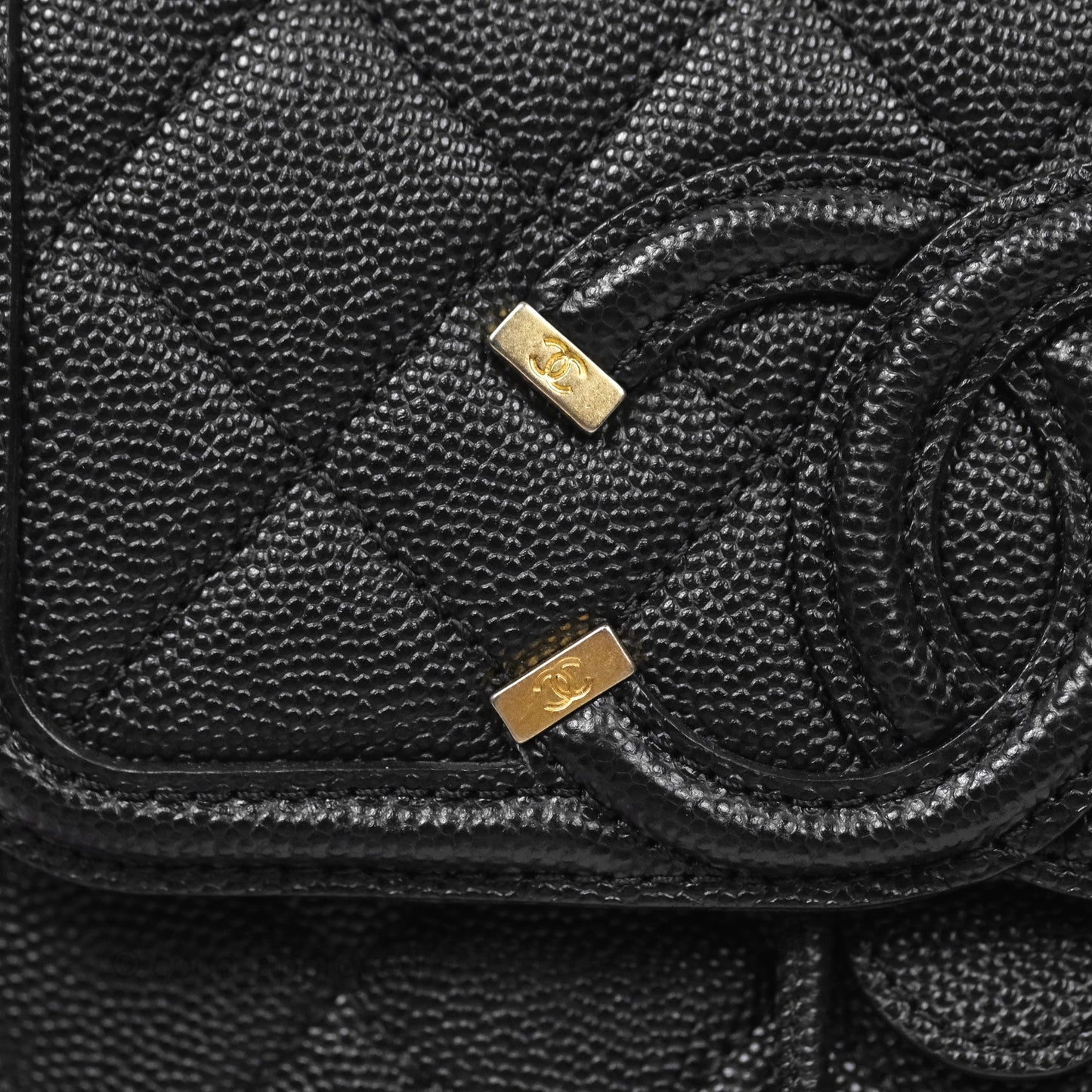 Chanel Small Quilted Filigree Backpack Black Caviar Aged Gold Hardware