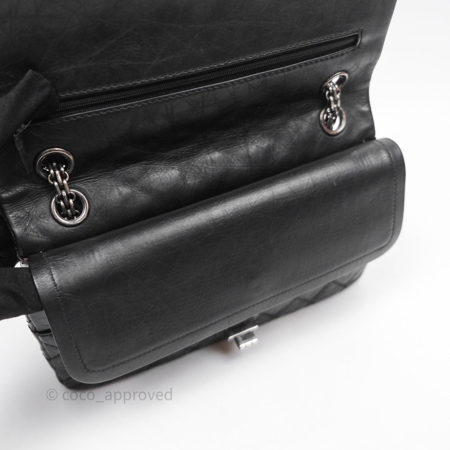 Chanel Reissue 225 Quilted Black Crumple Calfskin Ruthenium Hardware