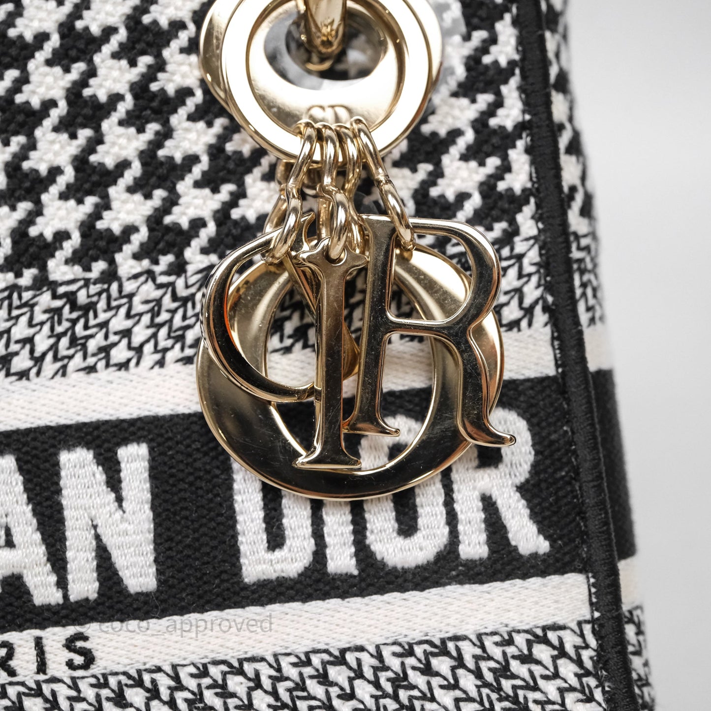 Christian Dior Mini Lady D-Lite Bag Black White Houndstooth