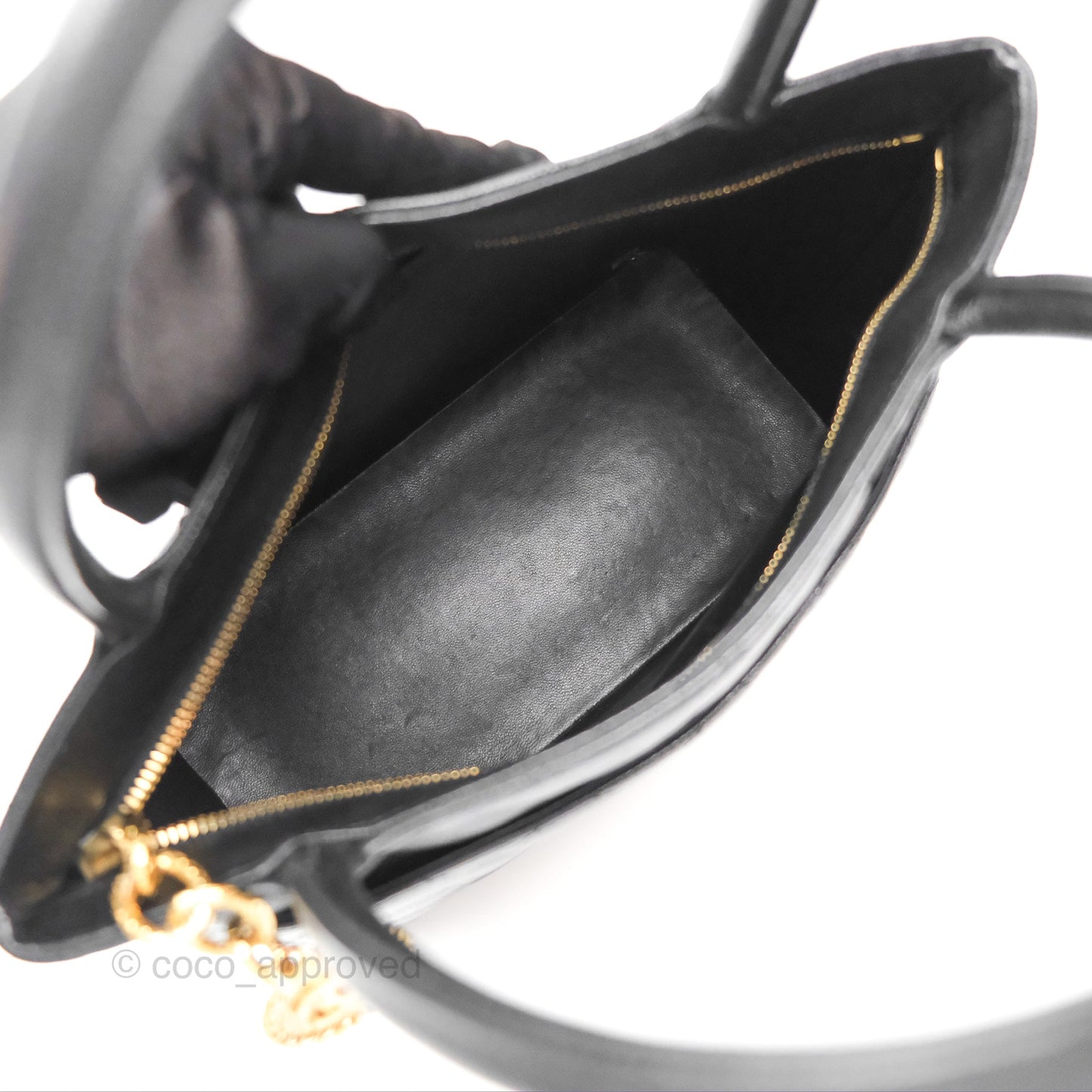 Chanel Vintage Medallion CC Black Caviar Tote Bag Gold Hardware