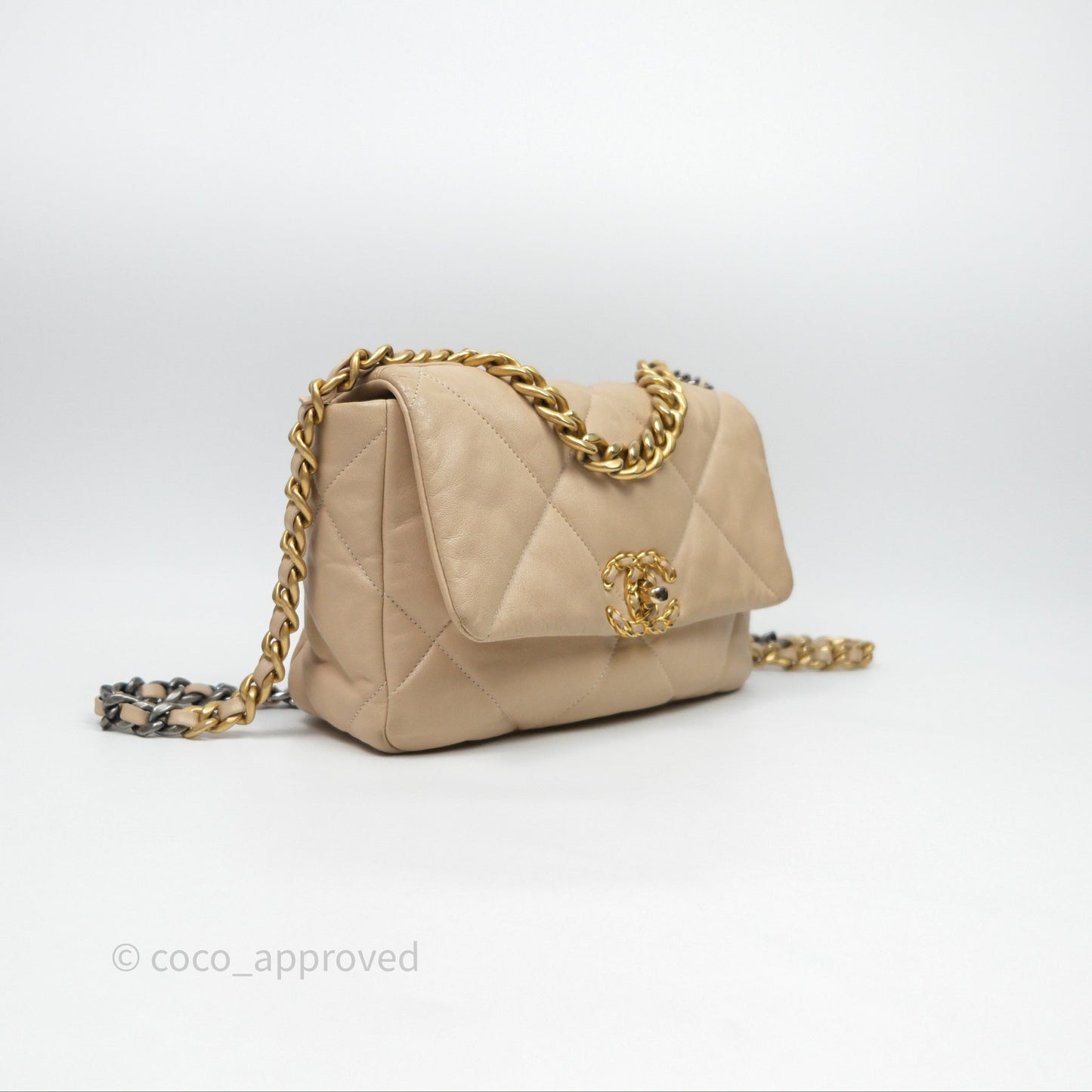 Chanel 19 Small Beige Mixed Hardware
