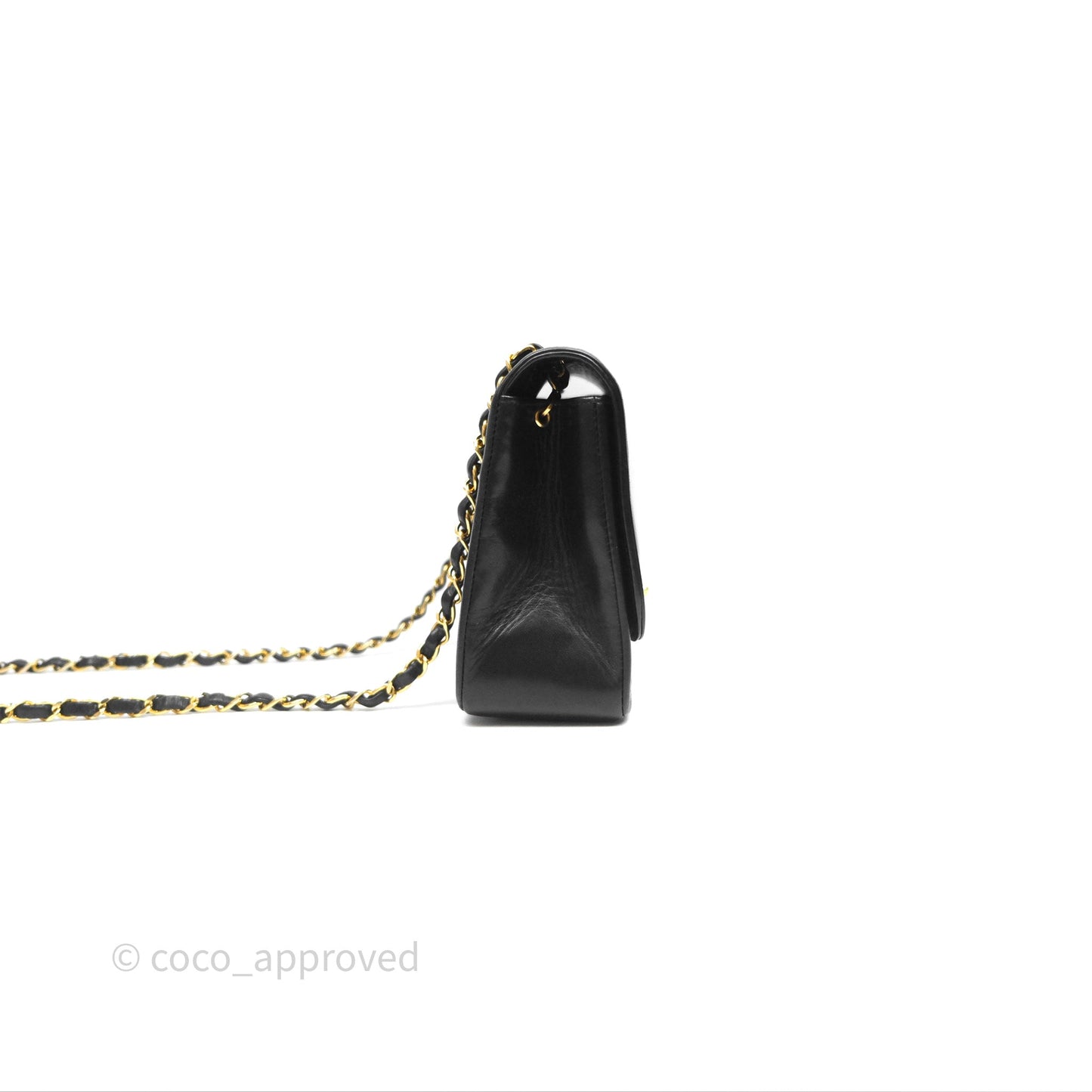 Chanel Vintage Medium Quilted Diana Flap Bag Black Lambskin 24K Gold Hardware