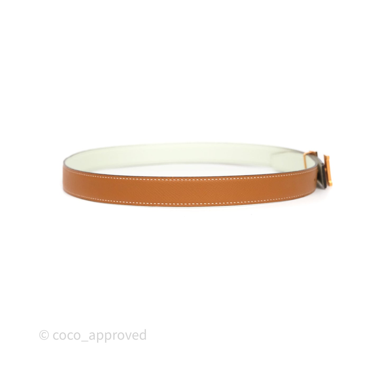 Hermès H Belt Buckle & Reversible Strap Gold/ Vert Fizz Gold Hardware