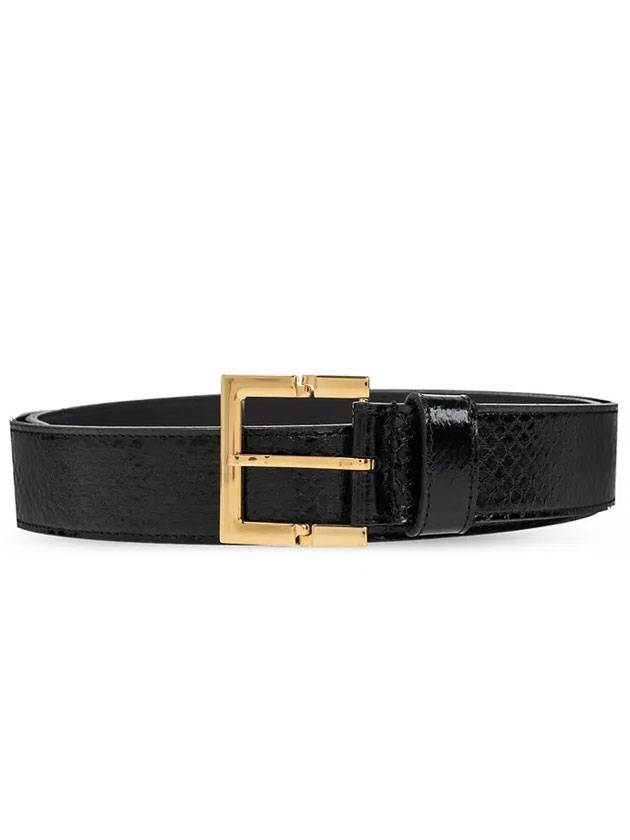 Luxury Saint Laurent Snake Leather Belt Black