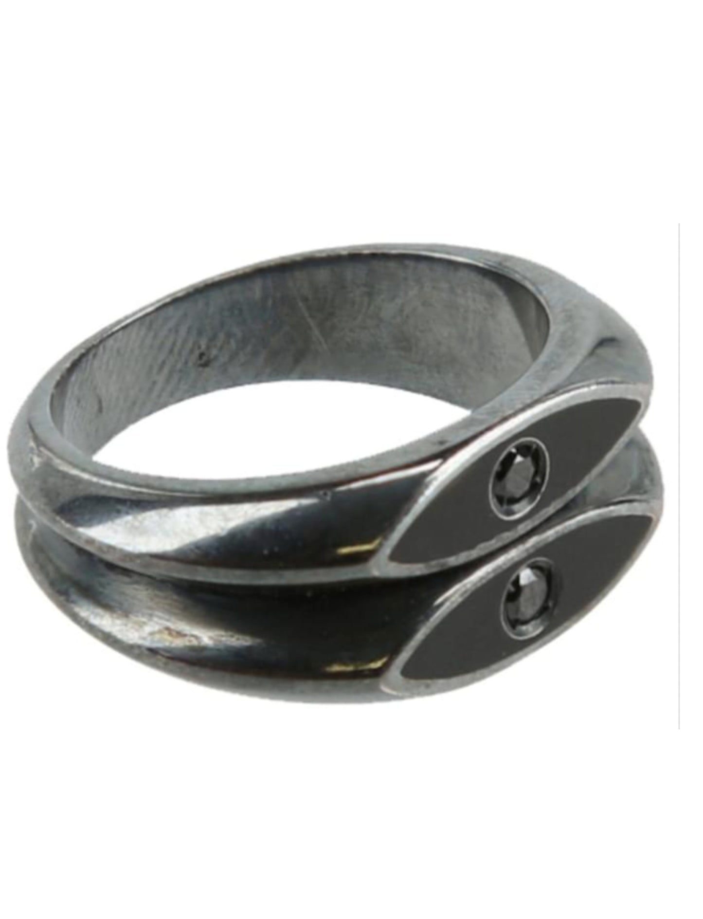 Luxury Bottega Veneta Cubic Zirconia Intrecciato Ring Black