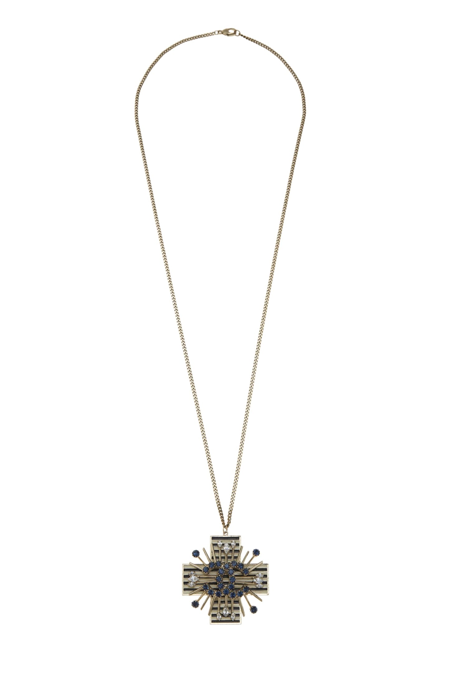Chanel,  Gold & Crystal 'CC' Cross Necklace, Gold