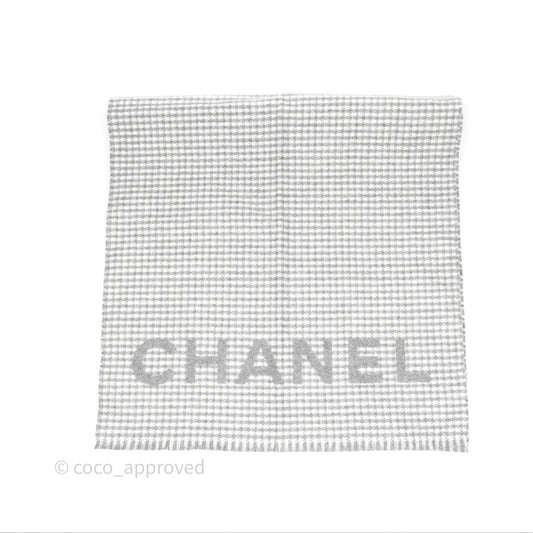 Chanel CC Reversible Cashmere Scarf Grey/ White 23B